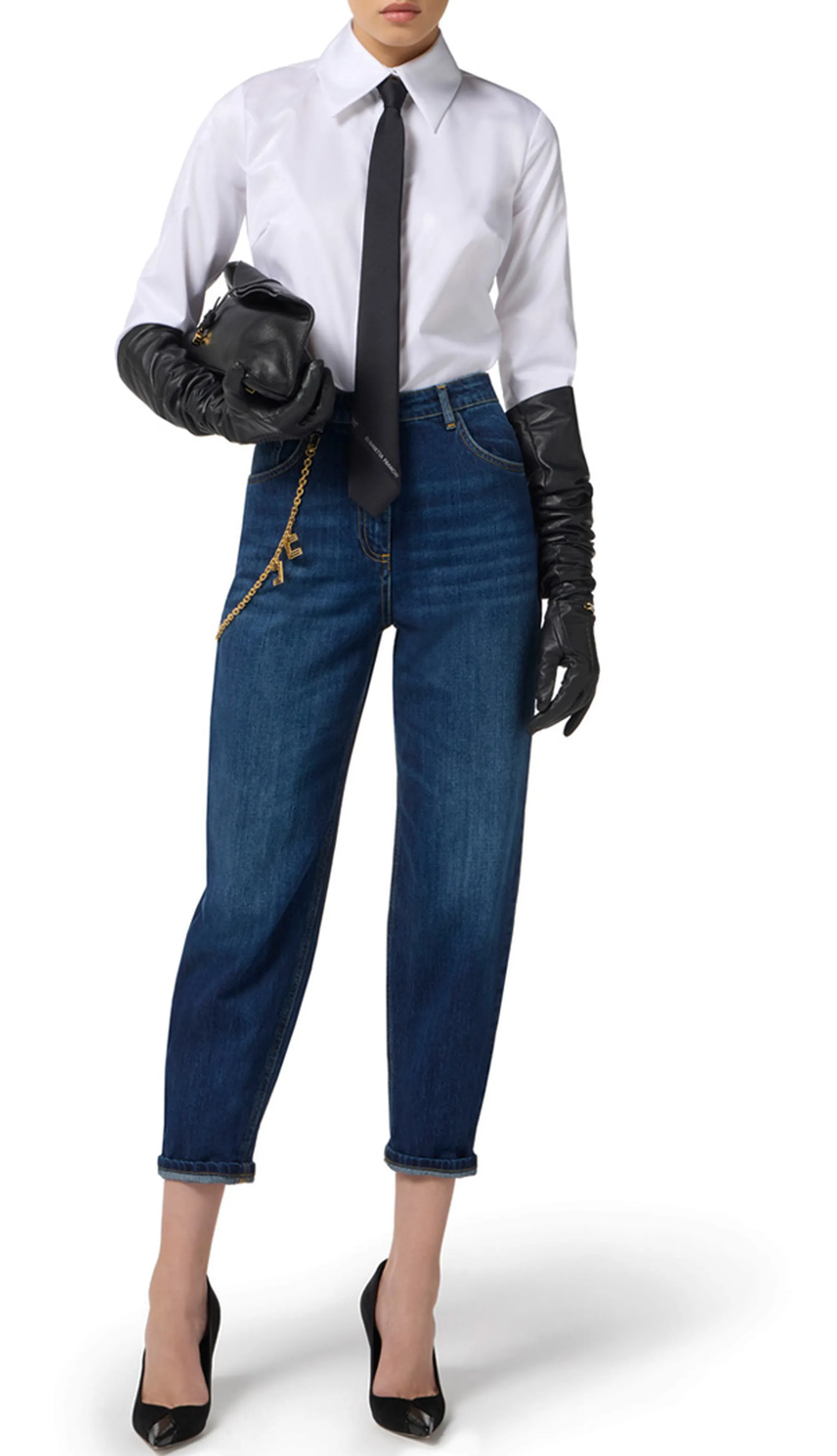 Elisabetta Franchi Camicia In Popeline Di Cotone Con Logo Ca11556E2 153738