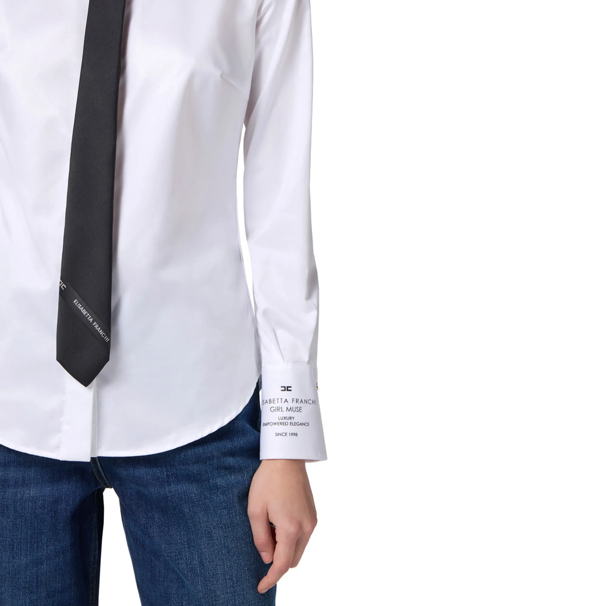 Elisabetta Franchi Camicia In Popeline Di Cotone Con Logo Ca11556E2 153739
