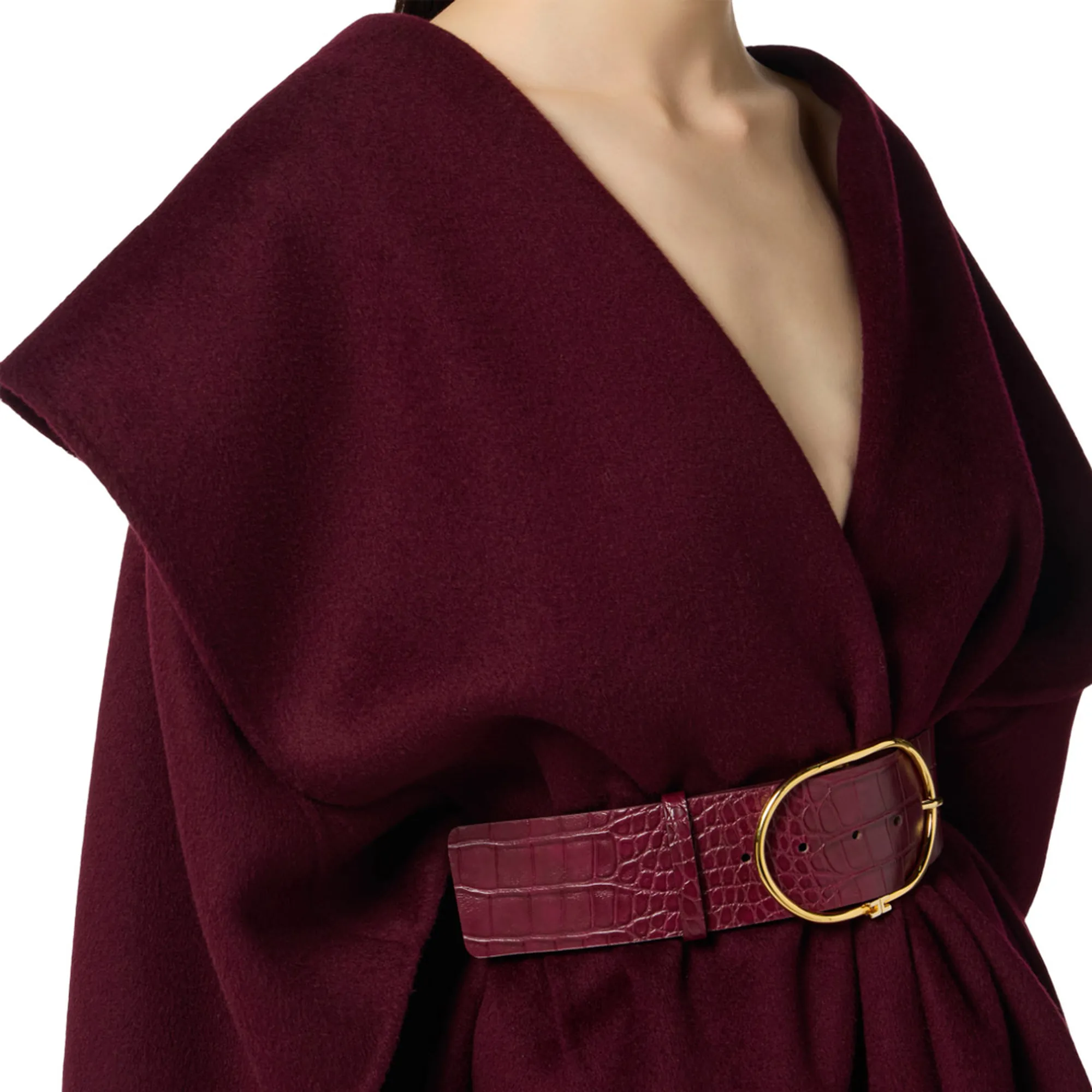 Elisabetta Franchi Cappotto In Panno Di Lana Doppia Merlot Cp67D56E2 157579
