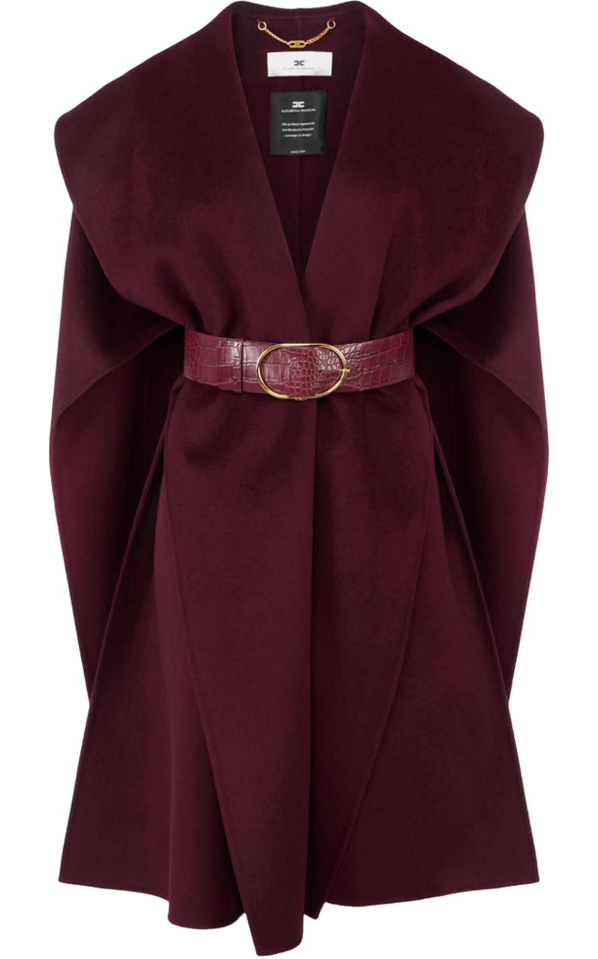 Elisabetta Franchi Cappotto In Panno Di Lana Doppia Merlot Cp67D56E2 157580
