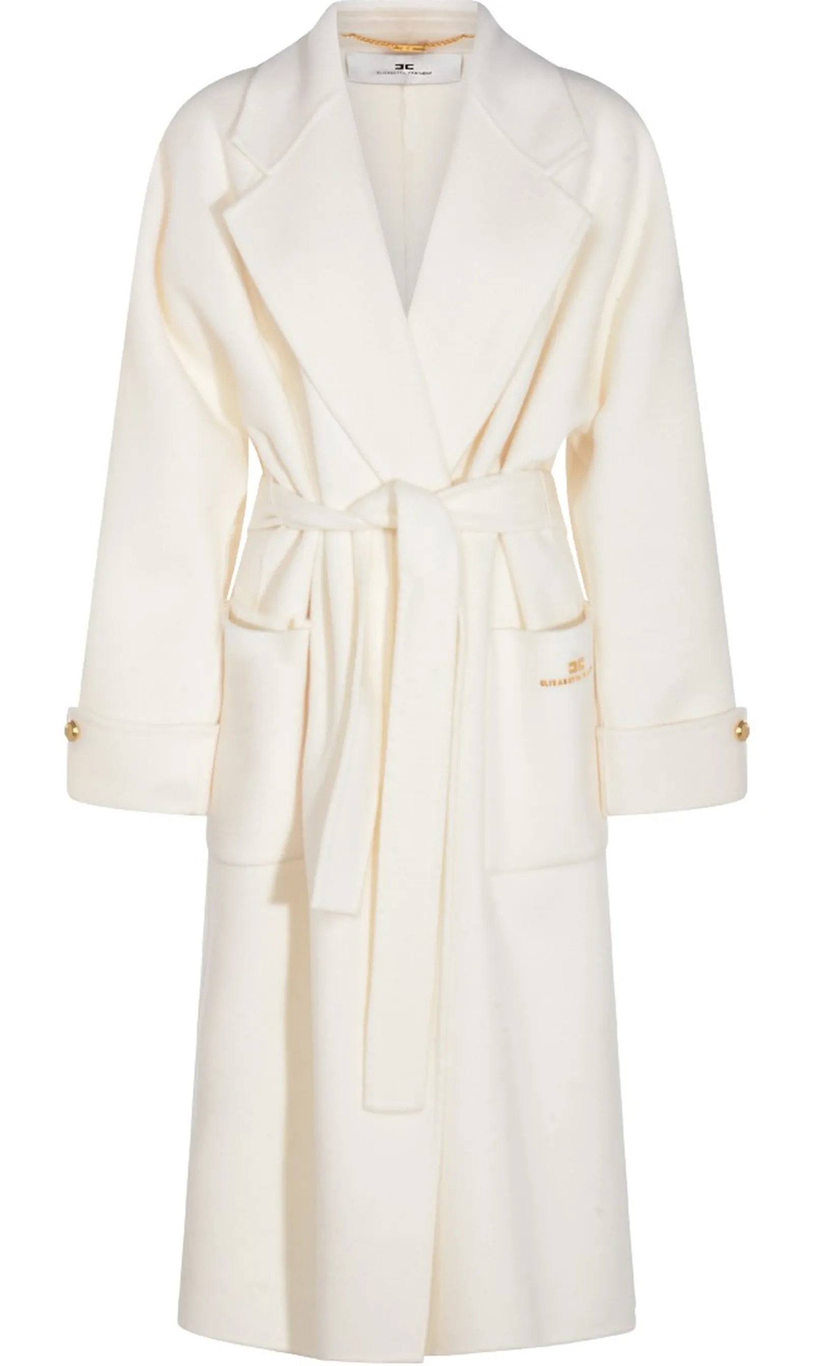 Elisabetta Franchi Cappotto In Panno Di Misto Lana Doppia Latte Cp68D56E2 159191