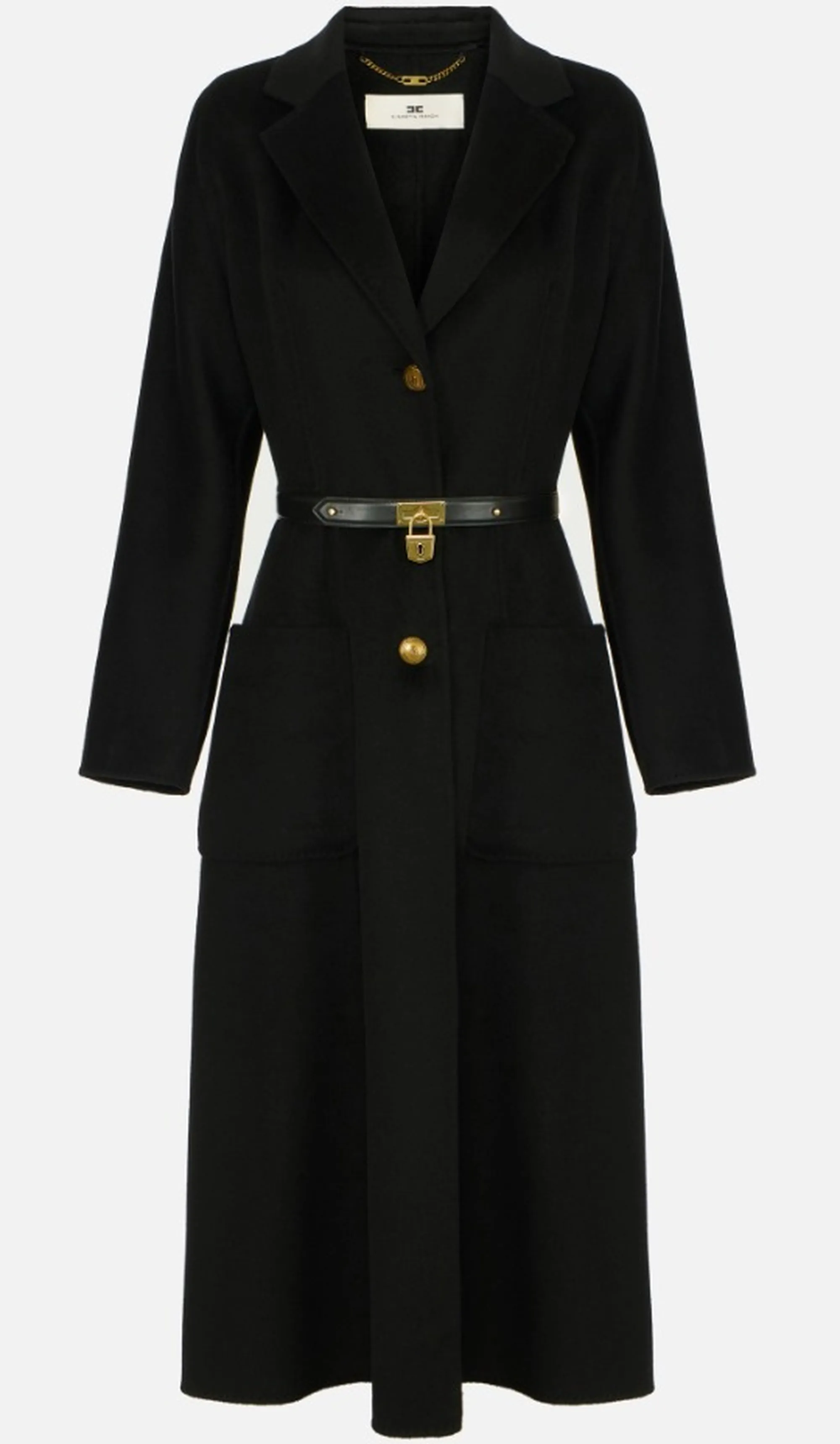 Elisabetta Franchi B'Double Cloth Coat With Belt' Black Cp03D67E2 188337