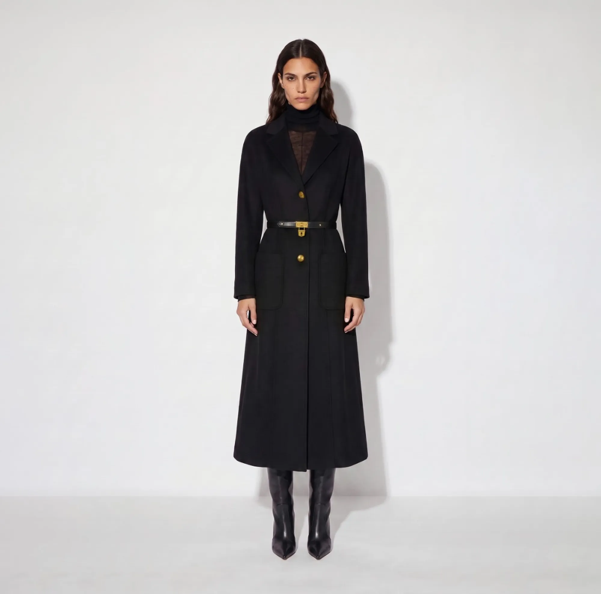 Elisabetta Franchi B'Double Cloth Coat With Belt' Black Cp03D67E2 188338