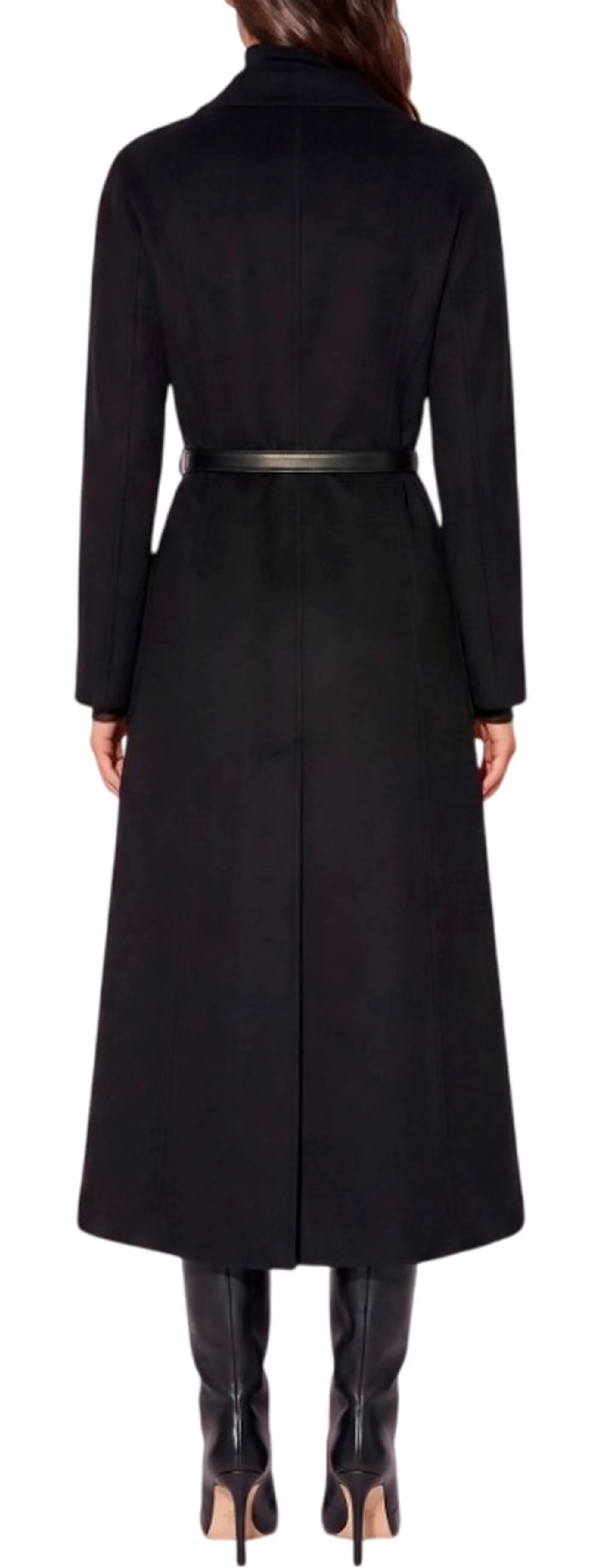 Elisabetta Franchi Cappotto In Panno Double Con Cintura Nero Cp03D67E2 189325