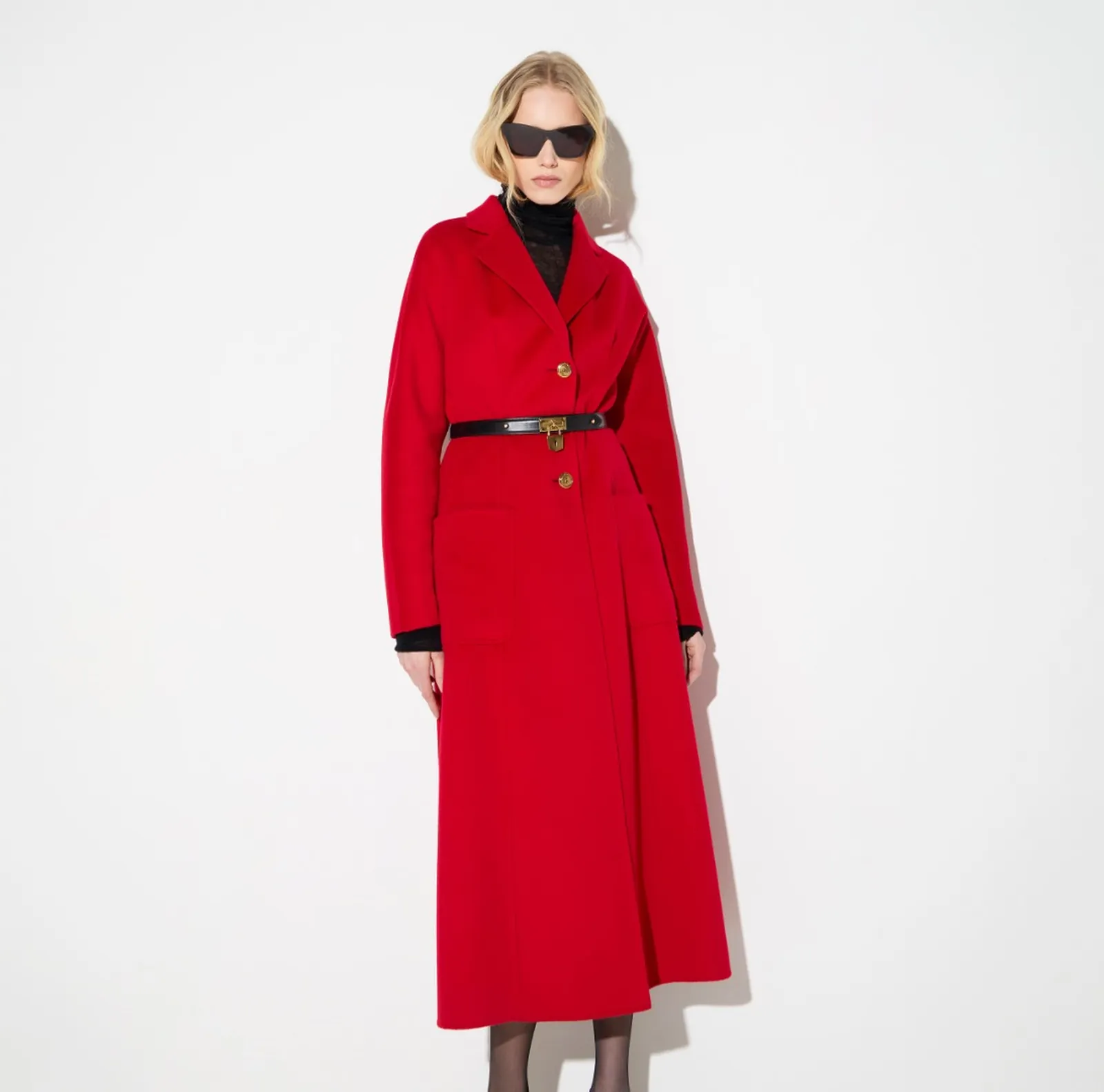 Elisabetta Franchi Cappotto In Panno Double Con Cintura Rosso Cp03D67E2 188341