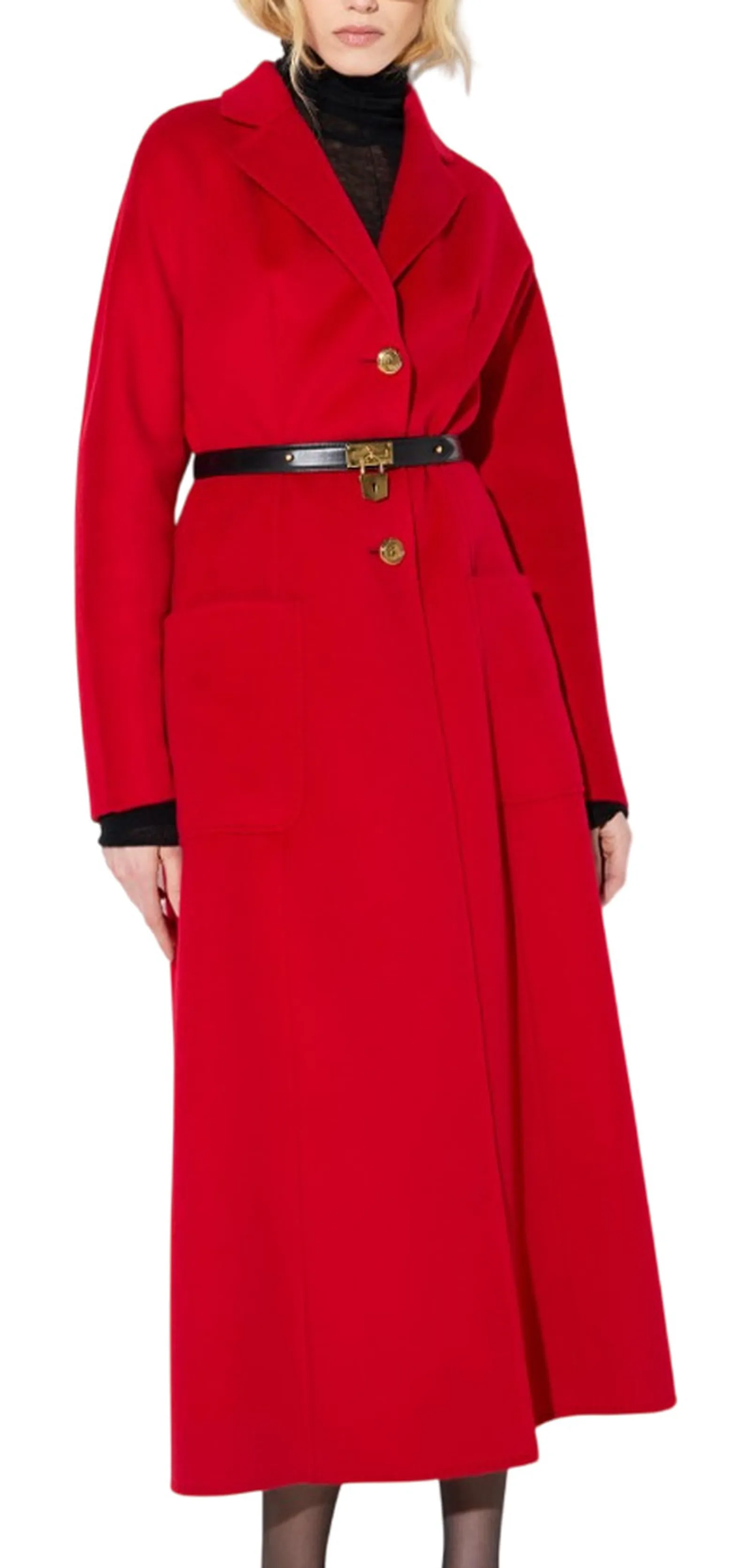 Elisabetta Franchi Cappotto In Panno Double Con Cintura Rosso Cp03D67E2 189310