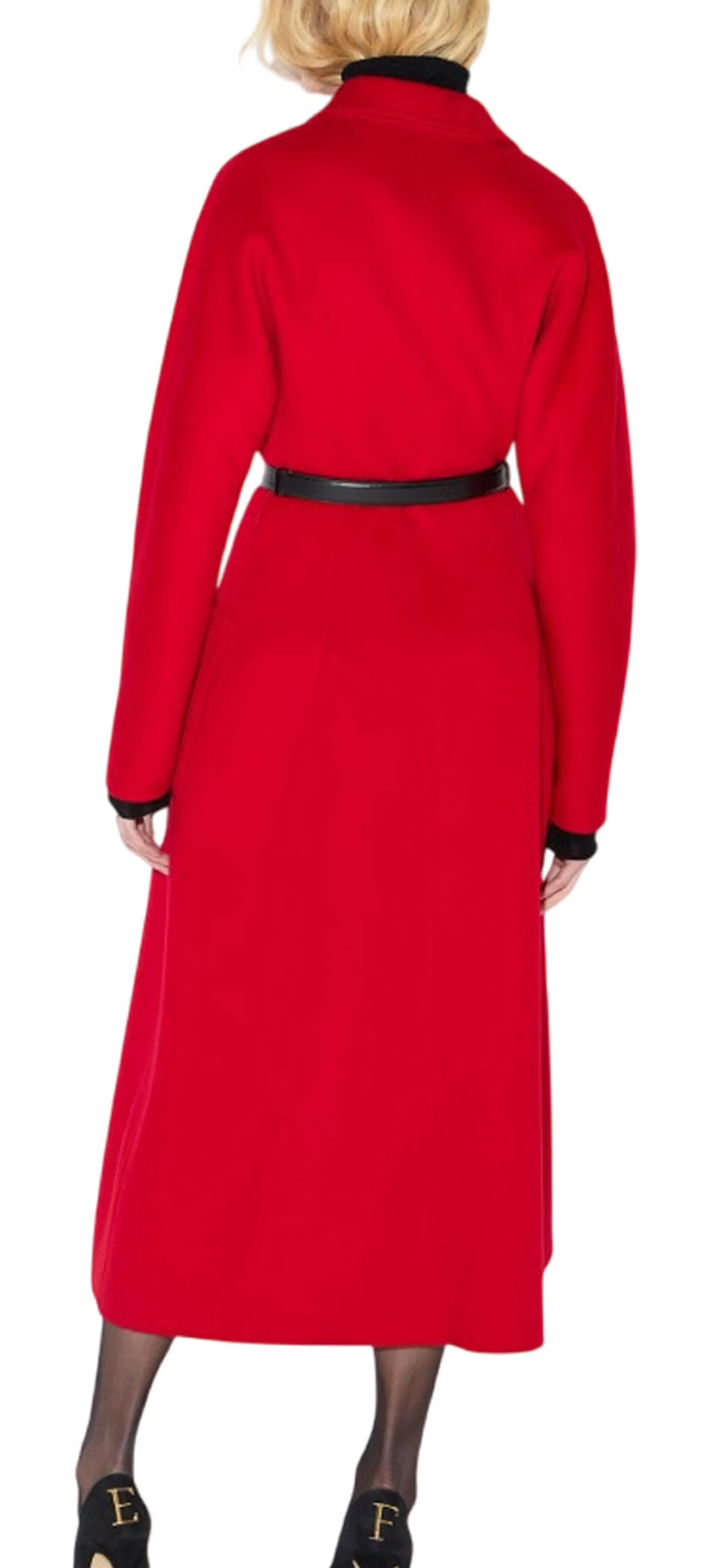 Elisabetta Franchi Cappotto In Panno Double Con Cintura Rosso Cp03D67E2 189315