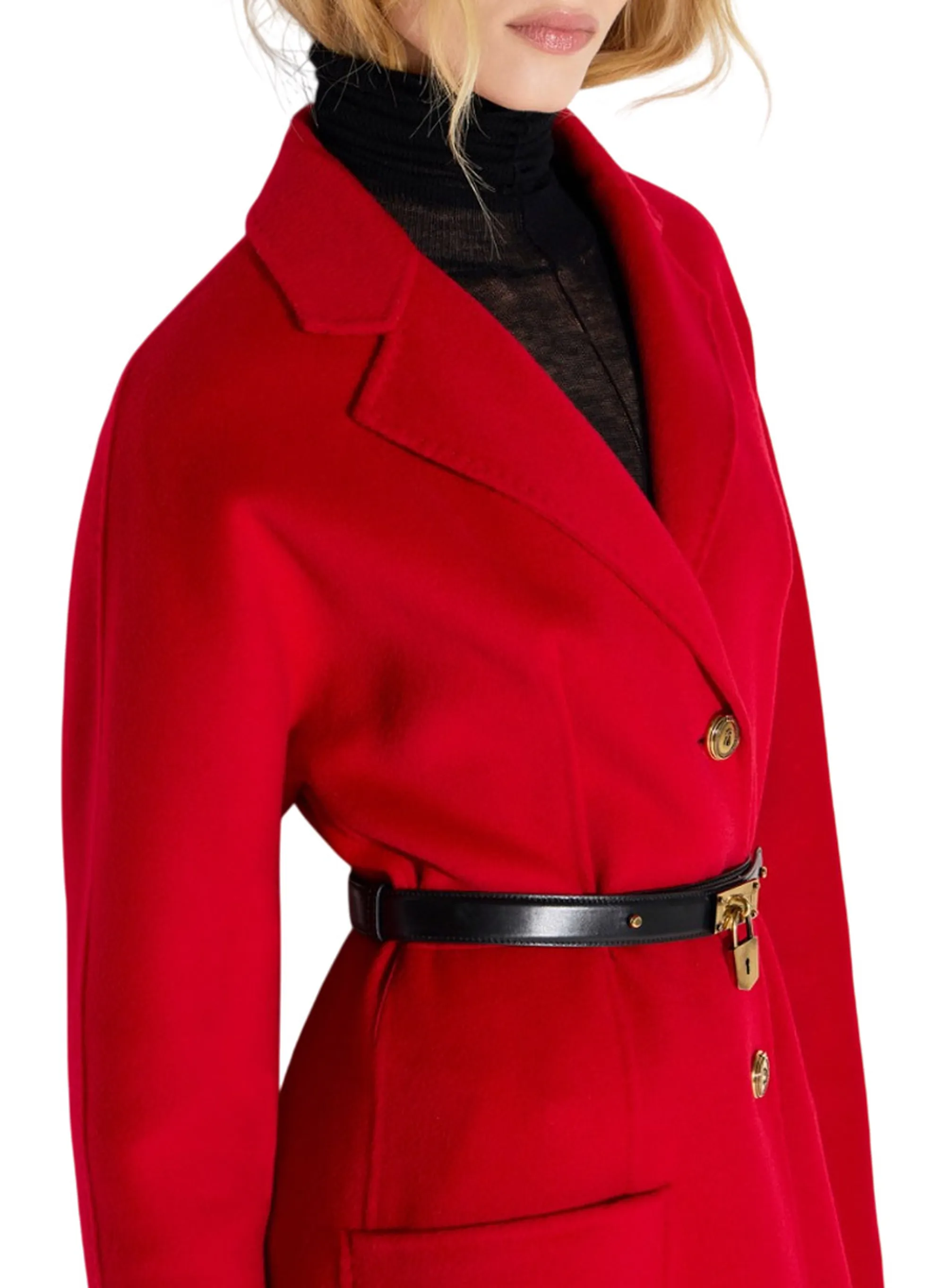 Elisabetta Franchi Cappotto In Panno Double Con Cintura Rosso Cp03D67E2 189317