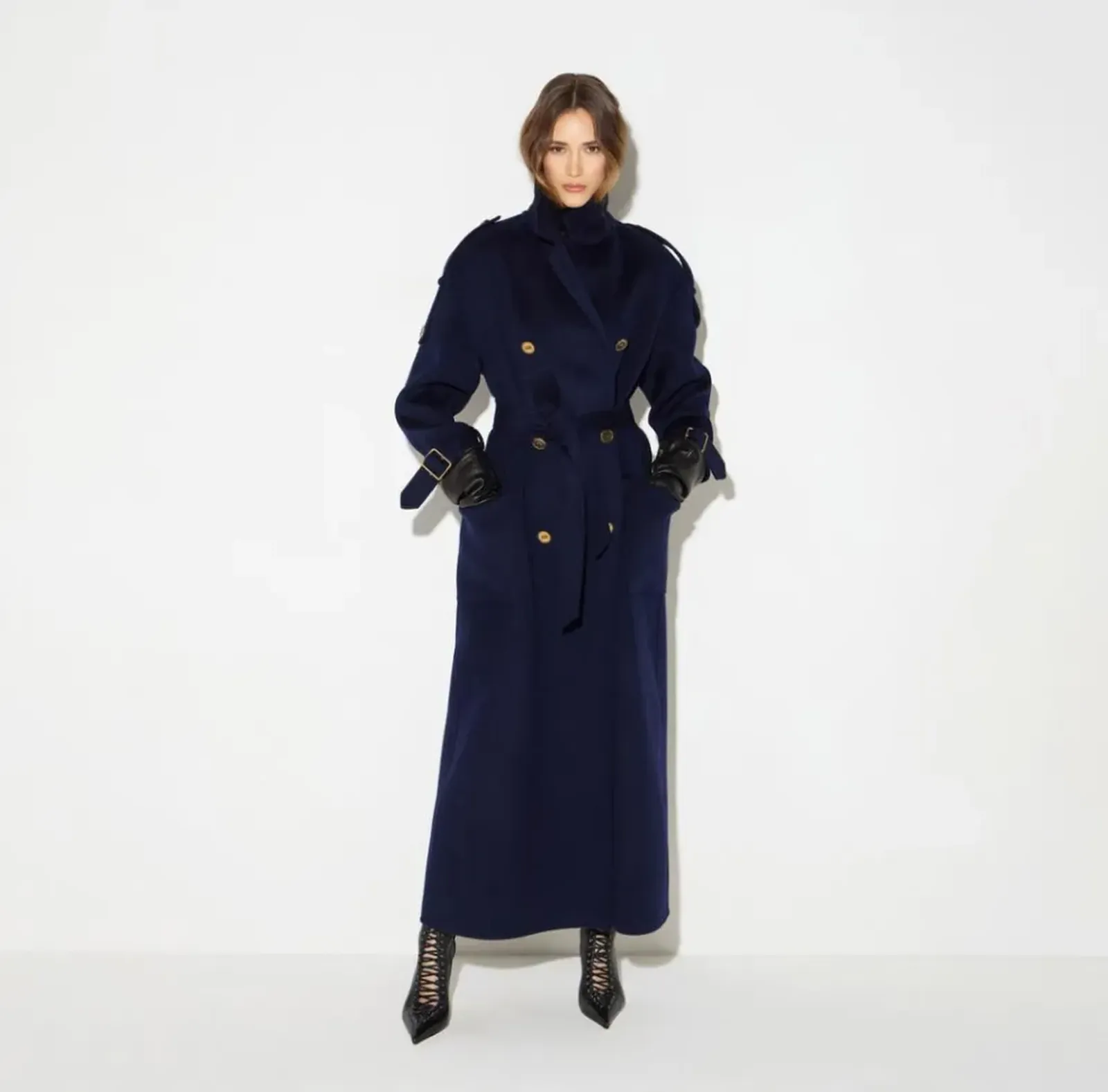 Elisabetta Franchi Cappotto In Panno Double Di Lana Con Bottoni Blu Cp02D66E2 184526