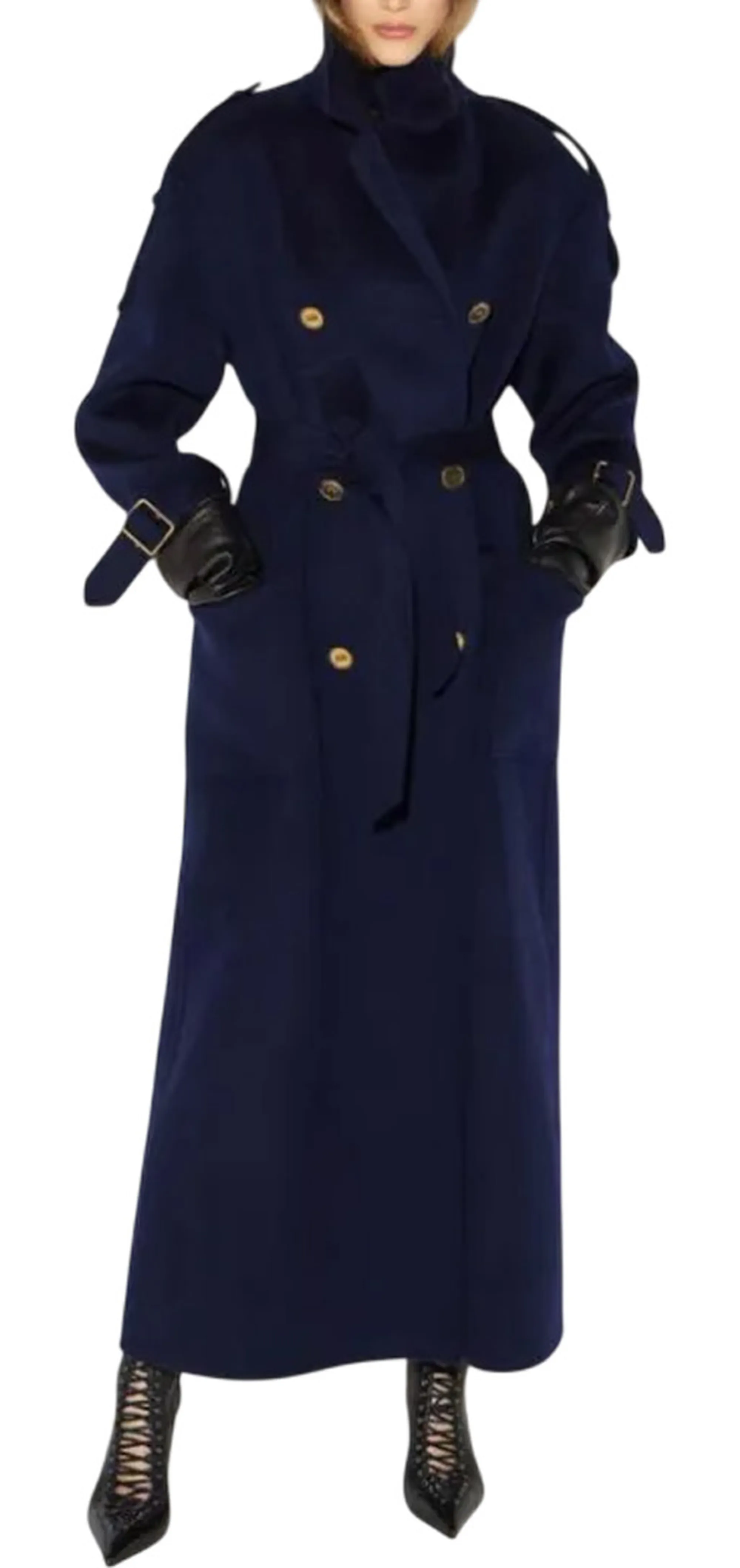 Elisabetta Franchi B'Double Wool Cloth Coat With Buttons' Blu Cp02D66E2 185132