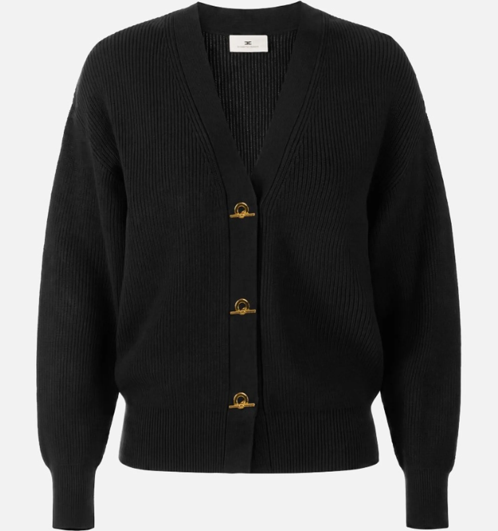 Elisabetta Franchi Cardigan In Maglia Con Bottoni Gioiello Nero Mk01S66E2 184679