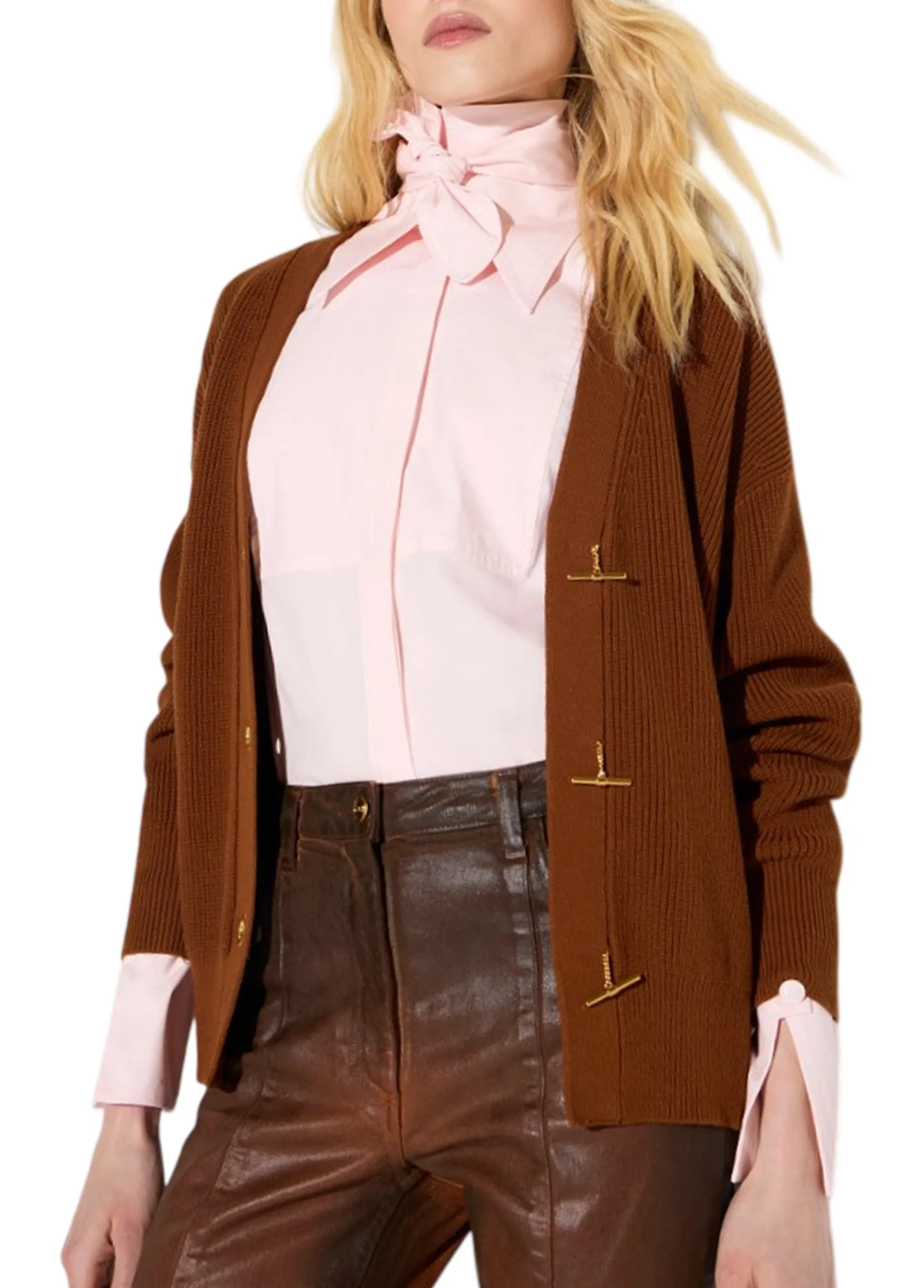 Elisabetta Franchi B'Knit Cardigan With Jewel Buttons' Cigar Mk01S66E2 185112