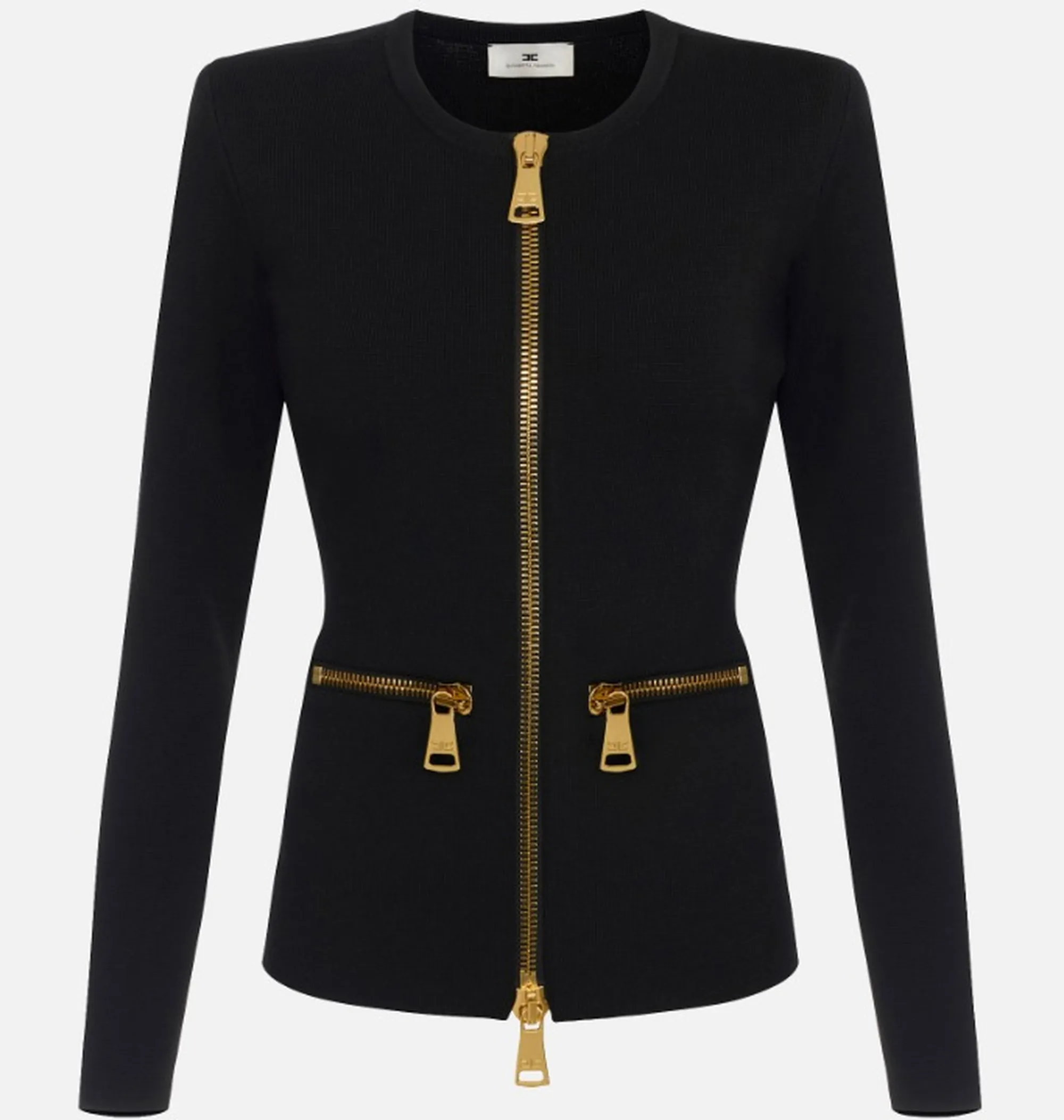 Elisabetta Franchi Cardigan In Maglia Con Zip Nero Mk68B66E2 184509