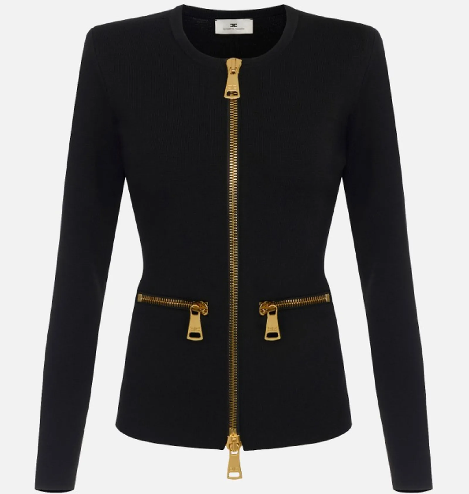 Elisabetta Franchi Cardigan In Maglia Con Zip Nero Mk68B66E2 184509