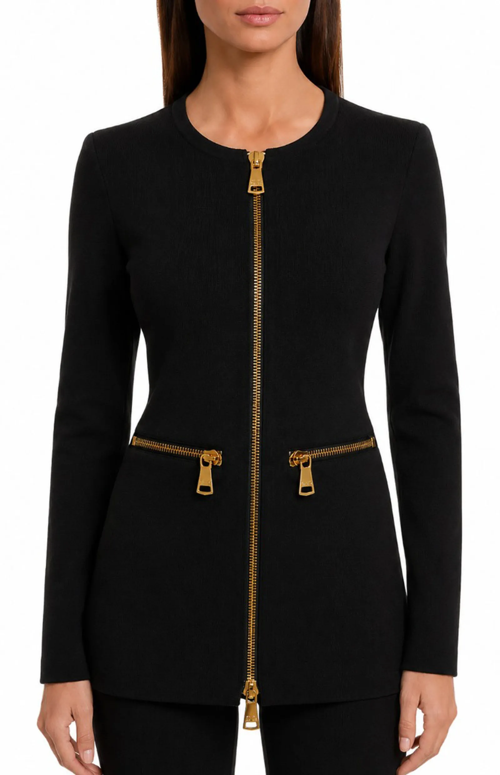 Elisabetta Franchi Cardigan In Maglia Con Zip Nero Mk68B66E2 185229
