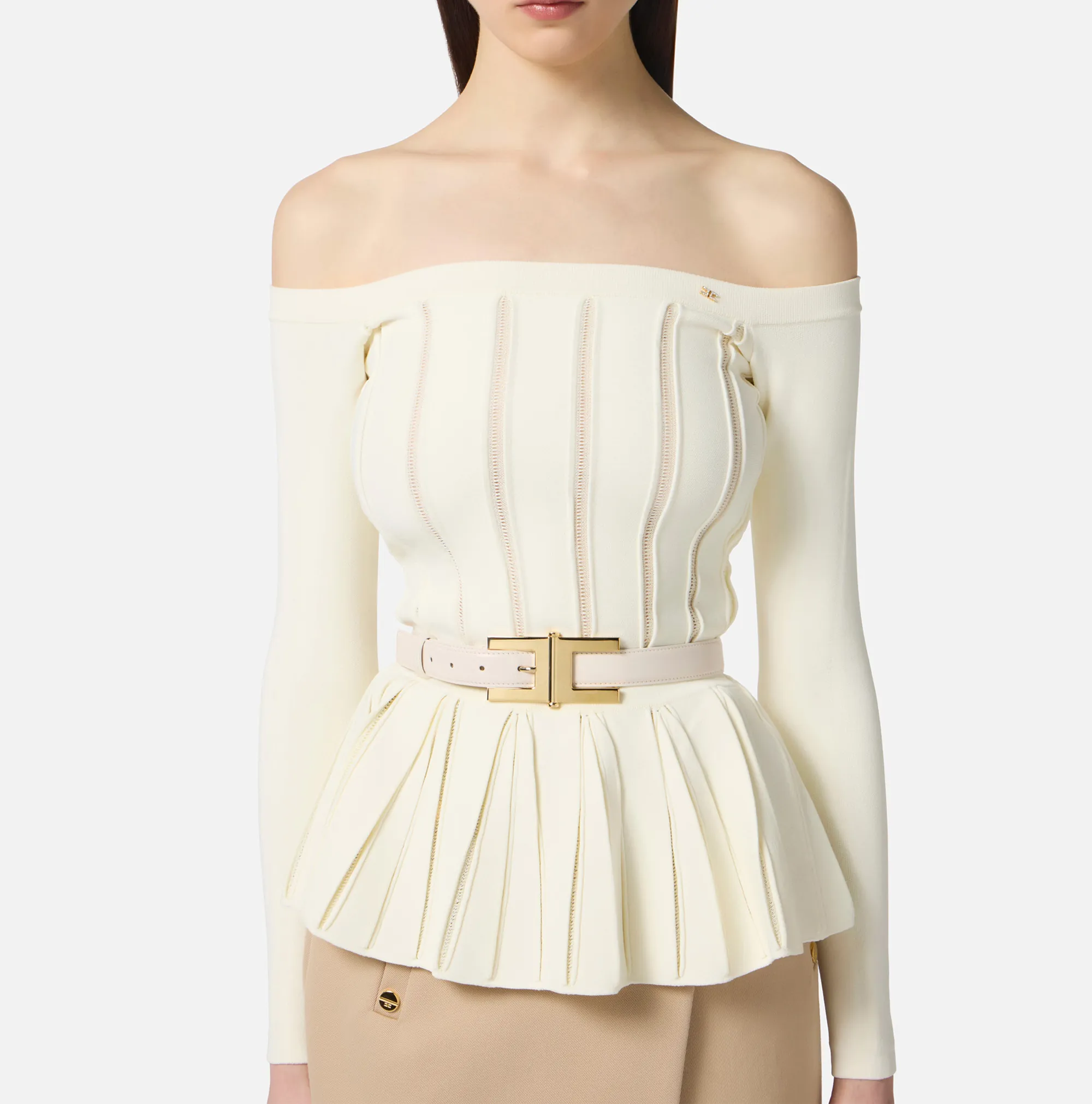 Elisabetta Franchi Cintura Con Fibbia Logo Milk Ct57S57E2 152977