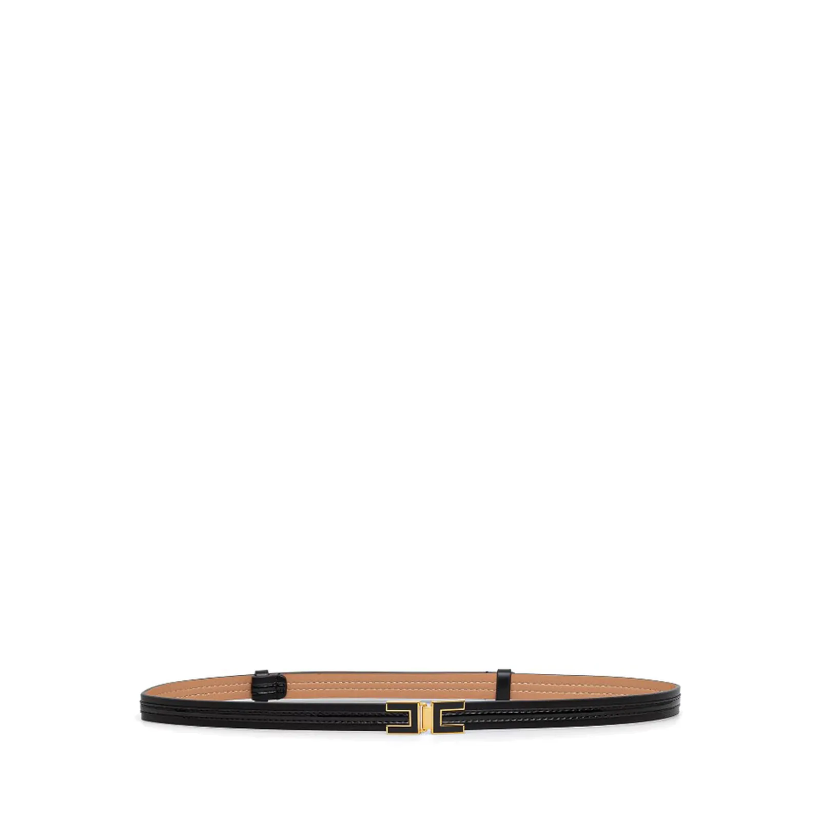 Elisabetta Franchi Cintura In Pelle Con Fibia Logo Nero Ct57S66E2 184809
