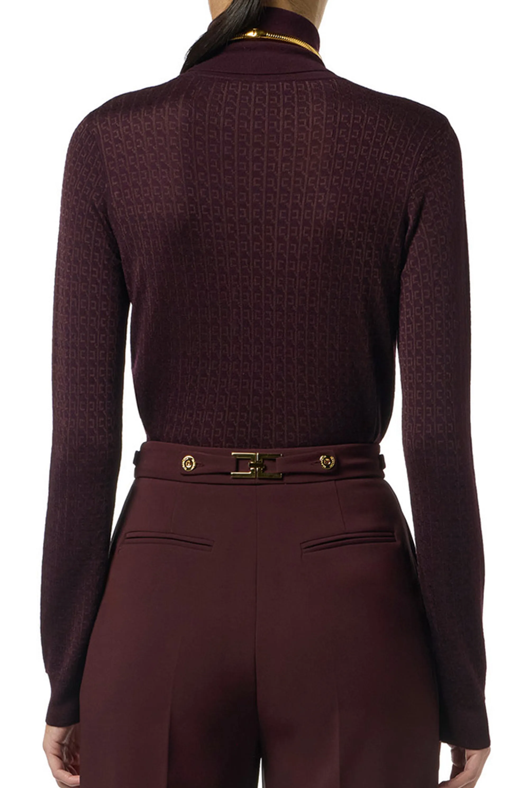 Elisabetta Franchi Dolcevita In Lana Con Micro Logo Jacquard Mk23S56E2 153583
