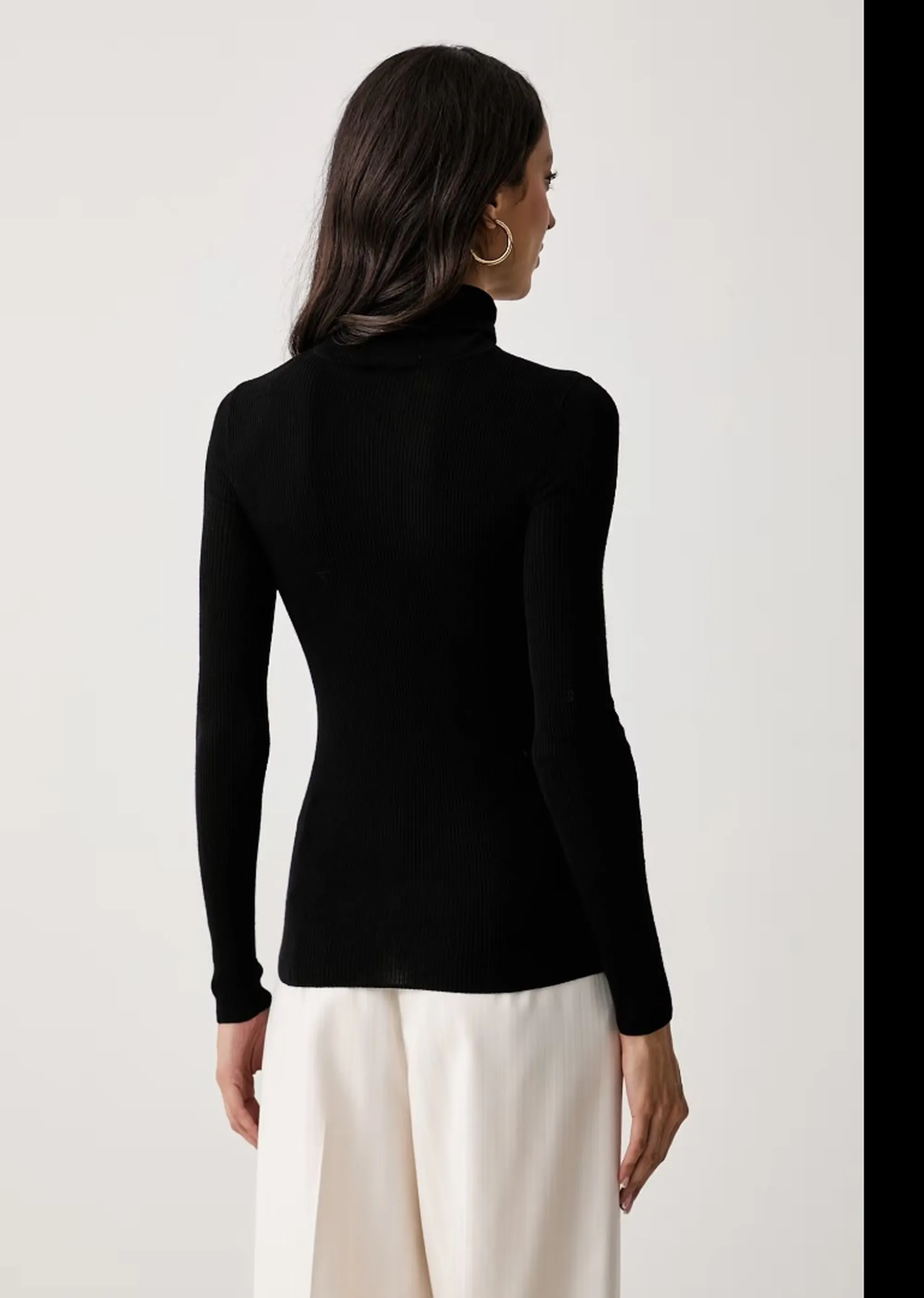 Elisabetta Franchi Dolcevita In Maglia A Costine Nero Mk18B66E2 184502