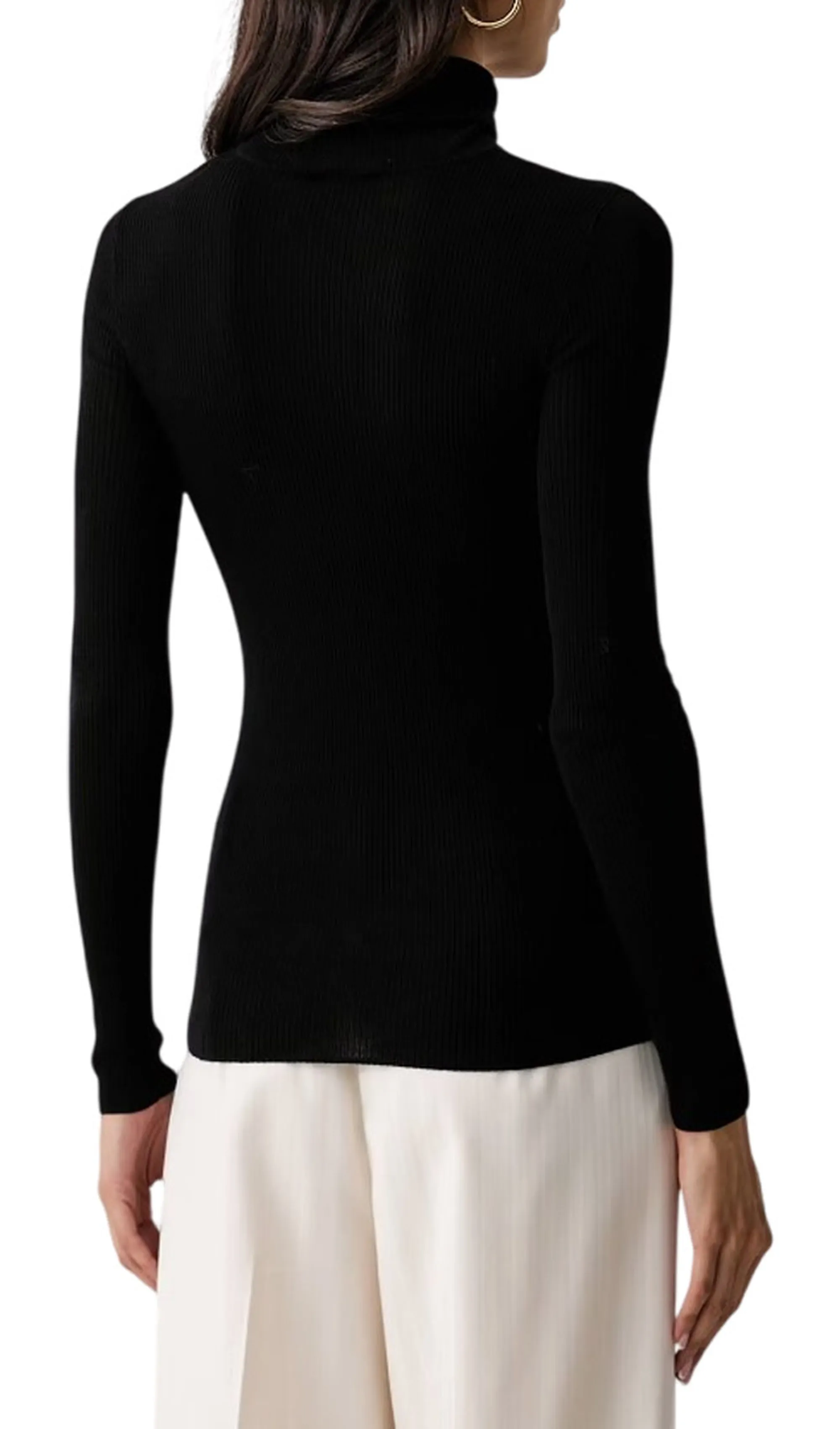 Elisabetta Franchi Dolcevita In Maglia A Costine Nero Mk18B66E2 185093
