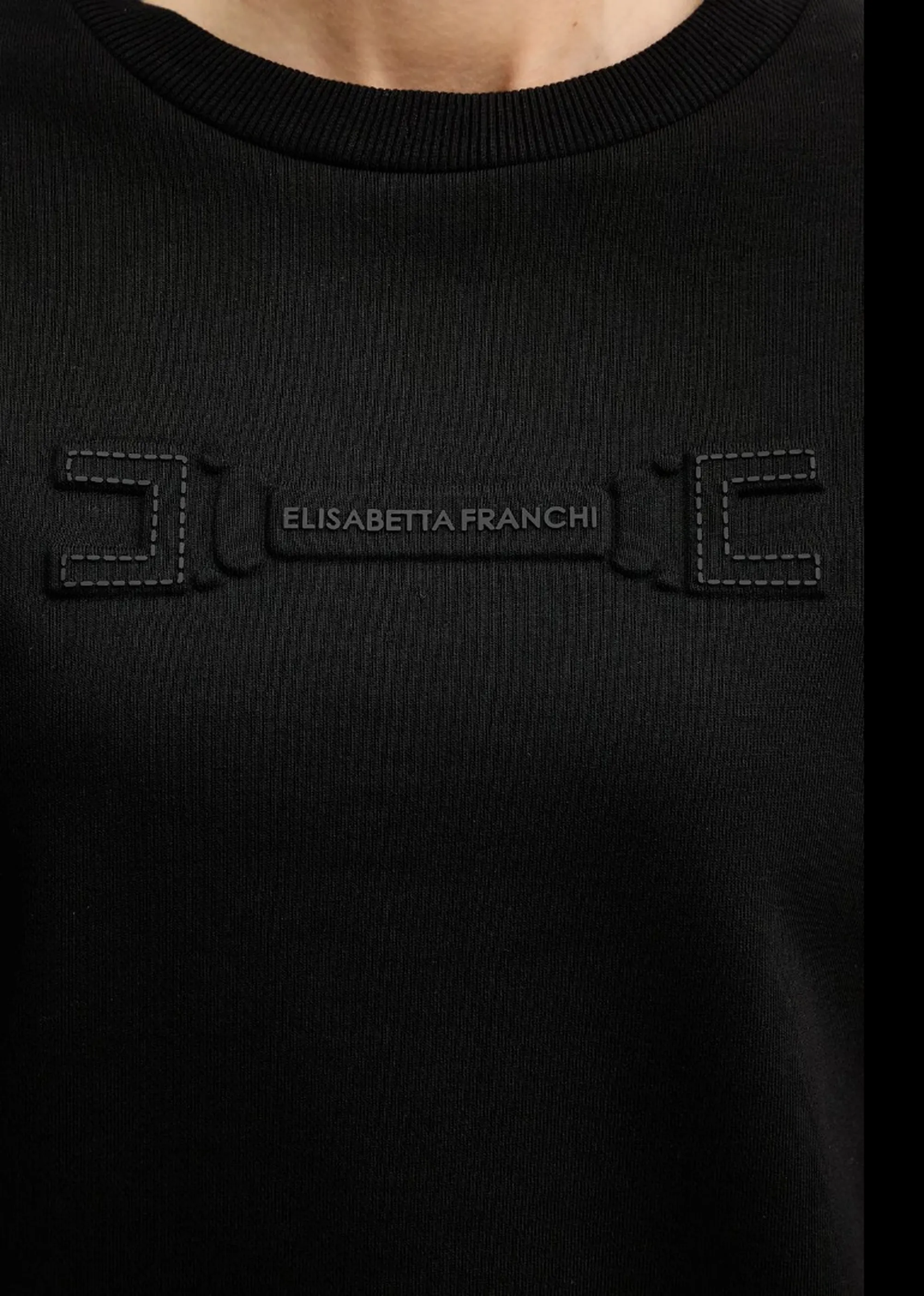 Elisabetta Franchi Felpa Con Applicazione Logo Sul Petto Nero Md03P61E2 171524