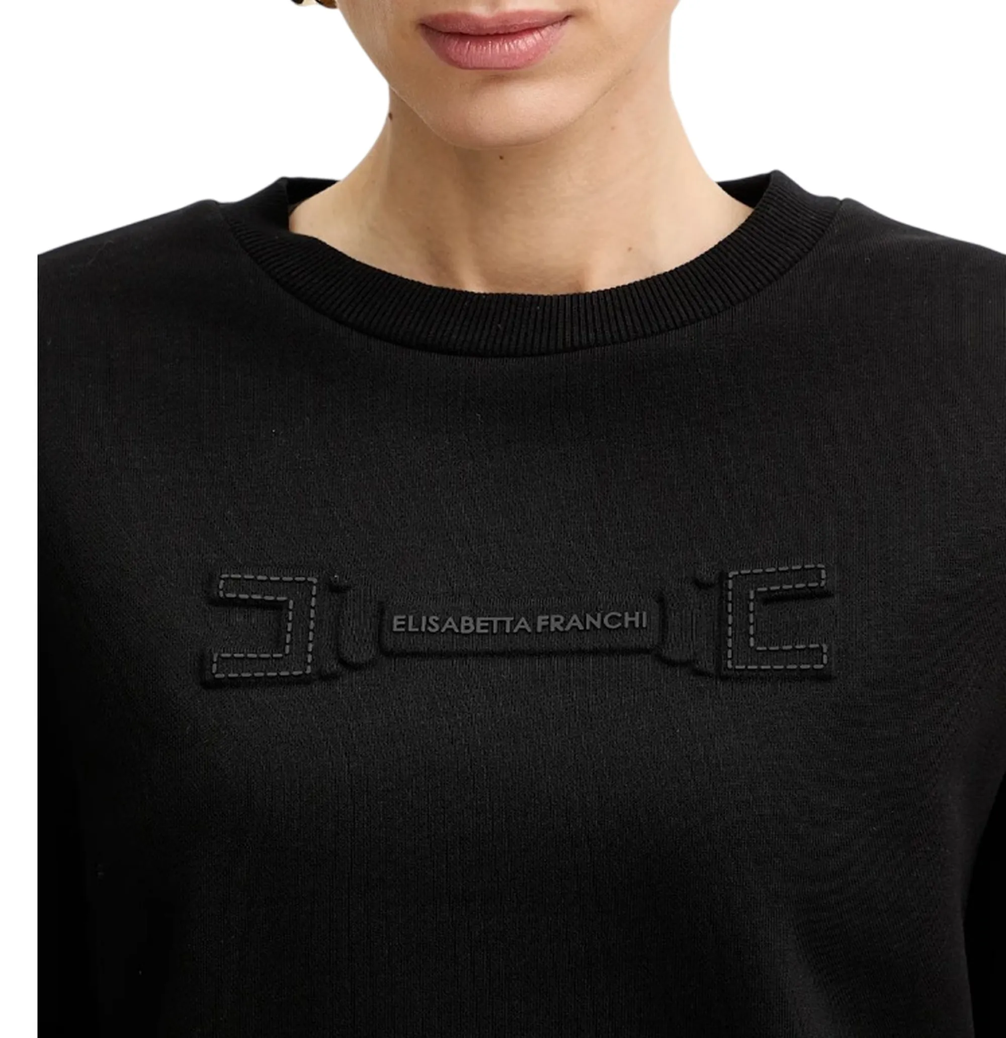 Elisabetta Franchi Felpa Con Applicazione Logo Sul Petto Nero Md03P61E2 178096