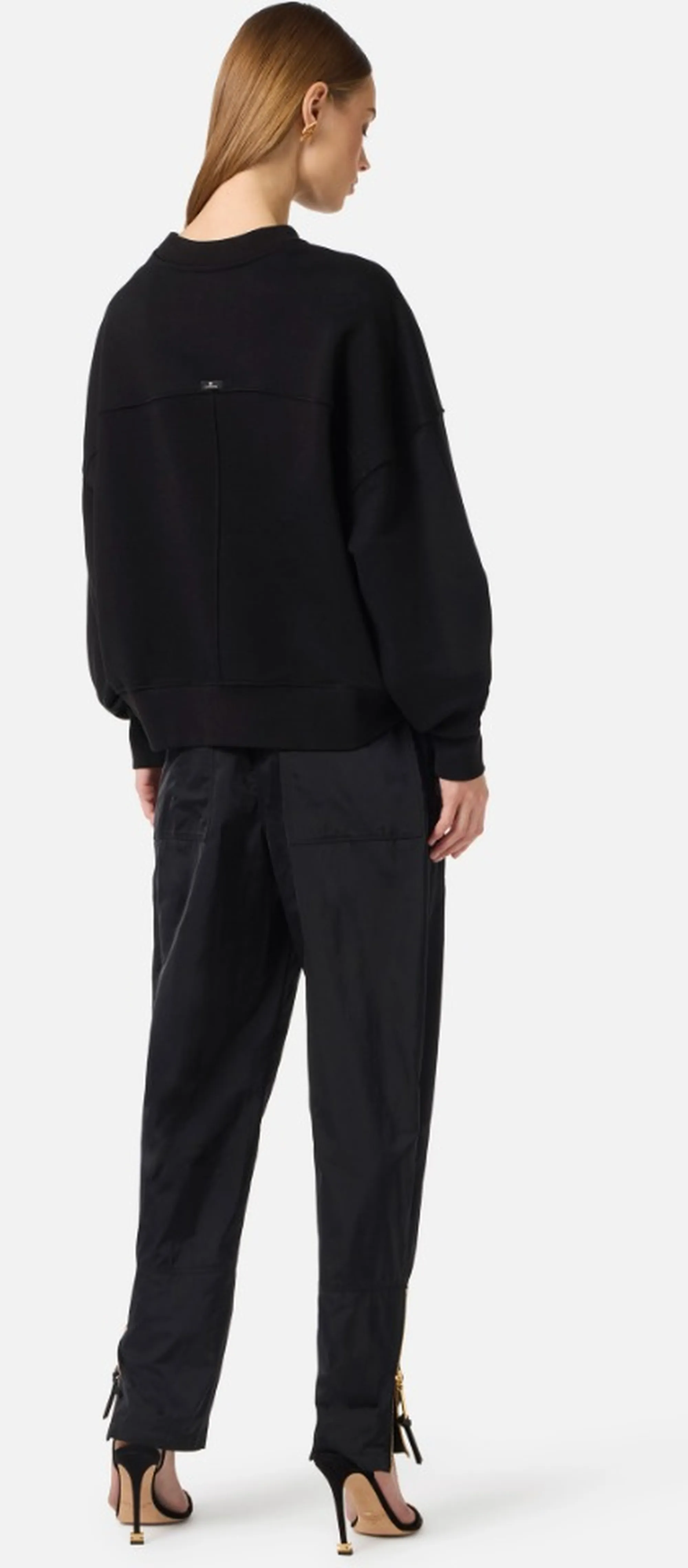 Elisabetta Franchi Felpa In Cotone Con Logo Embossed Nero Md02D61E2 171511