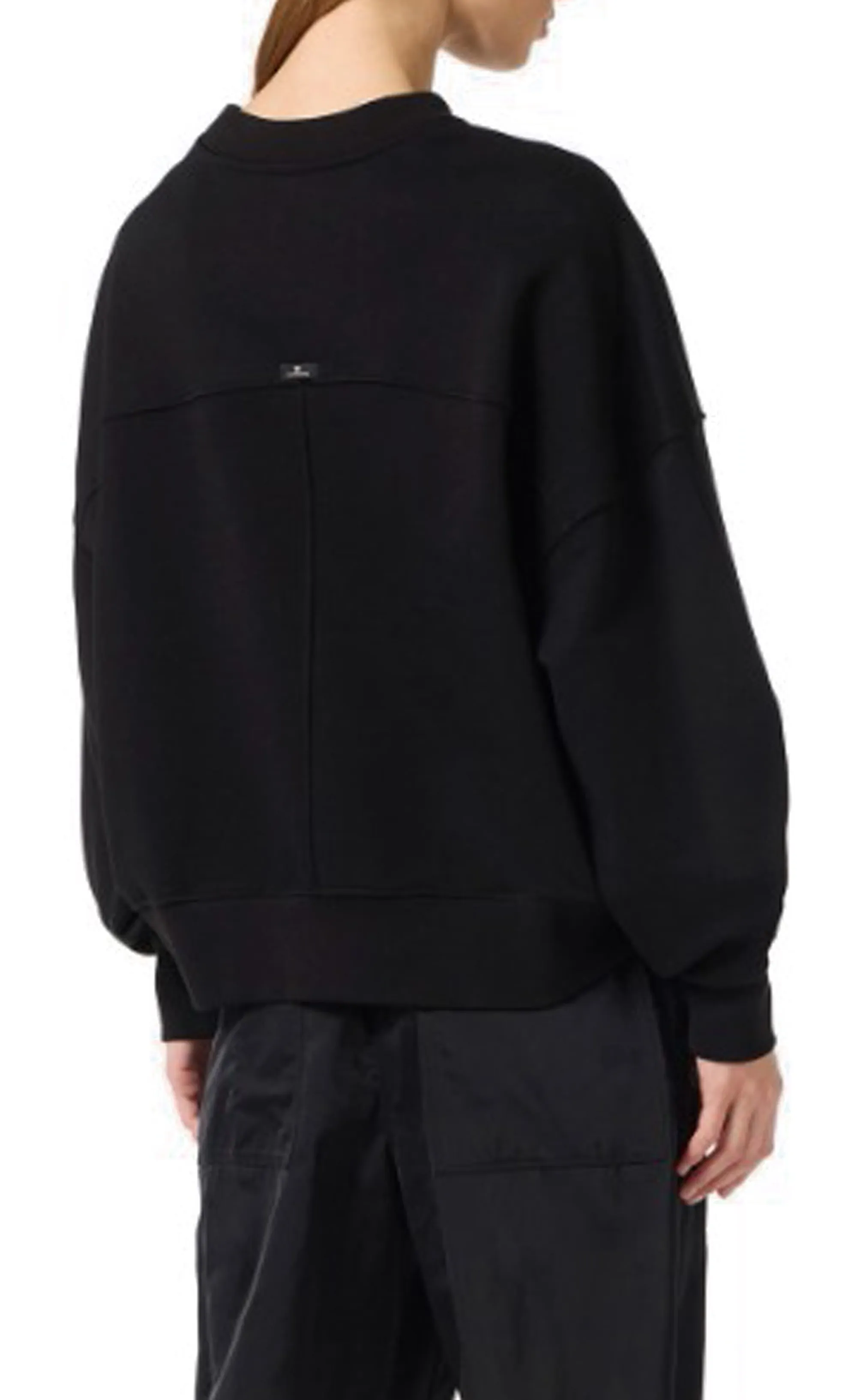 Elisabetta Franchi Felpa In Cotone Con Logo Embossed Nero Md02D61E2 178101