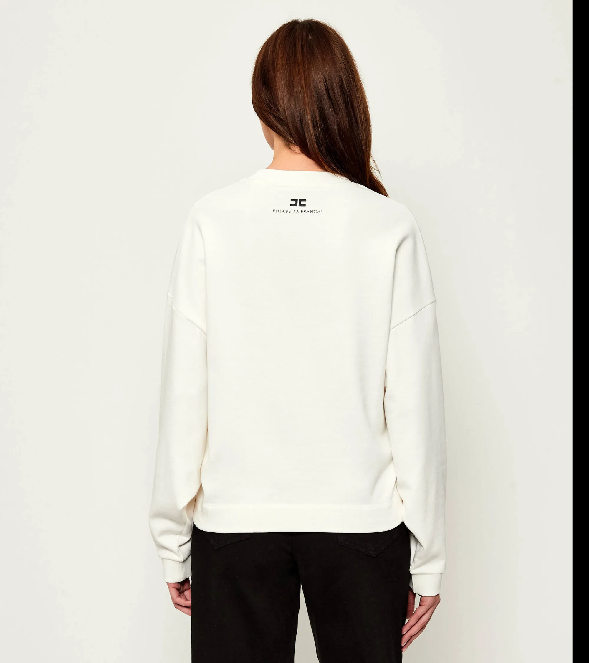 Elisabetta Franchi Felpa In Cotone  Con Stampa Lettering Gesso Md01D56E2 153297