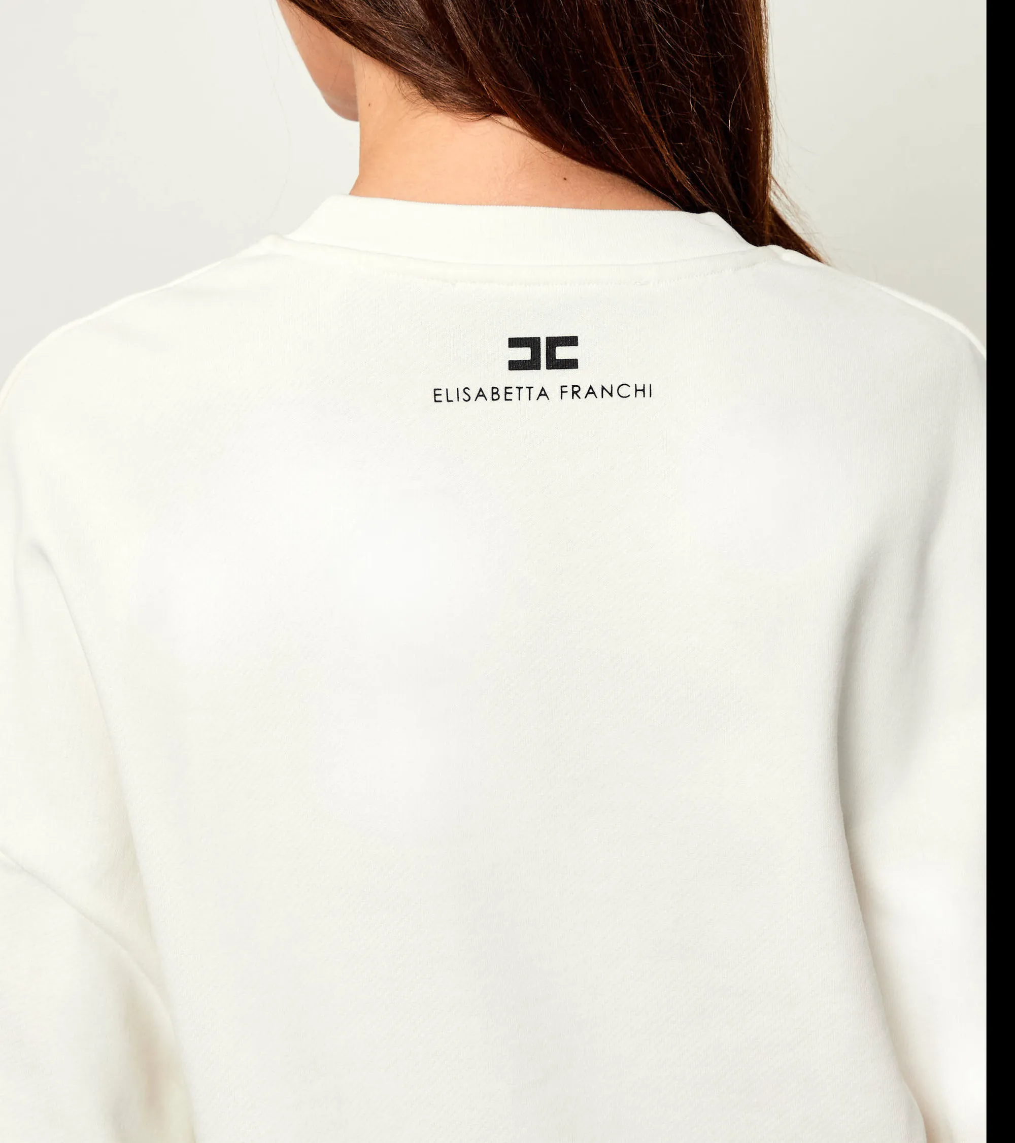 Elisabetta Franchi Felpa In Cotone  Con Stampa Lettering Gesso Md01D56E2 153298