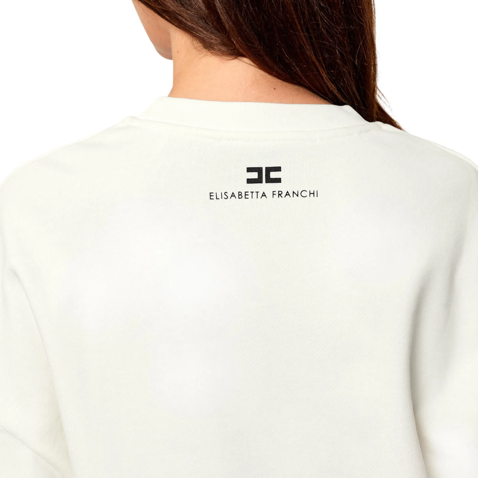 Elisabetta Franchi Felpa In Cotone  Con Stampa Lettering Gesso Md01D56E2 153605