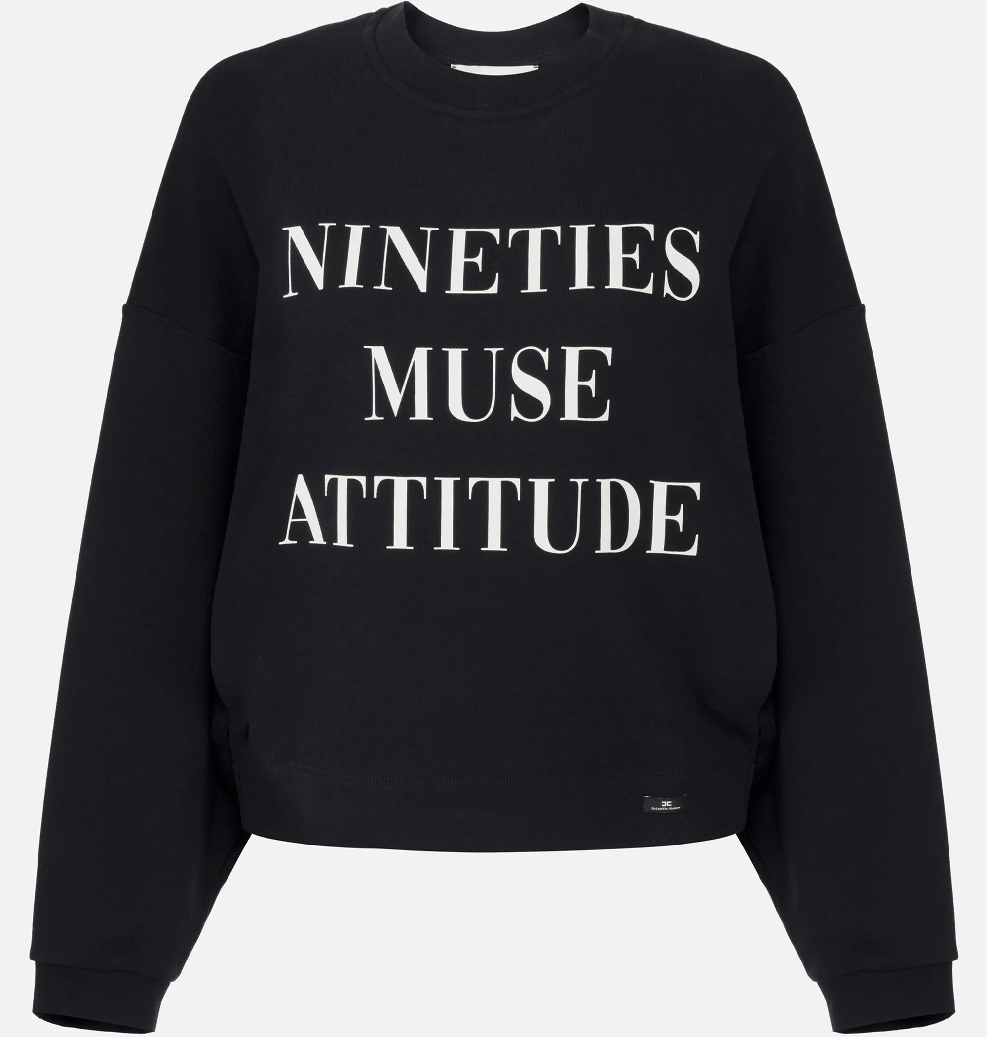 Elisabetta Franchi Felpa In Cotone  Con Stampa Lettering Nero Md01D56E2 153292