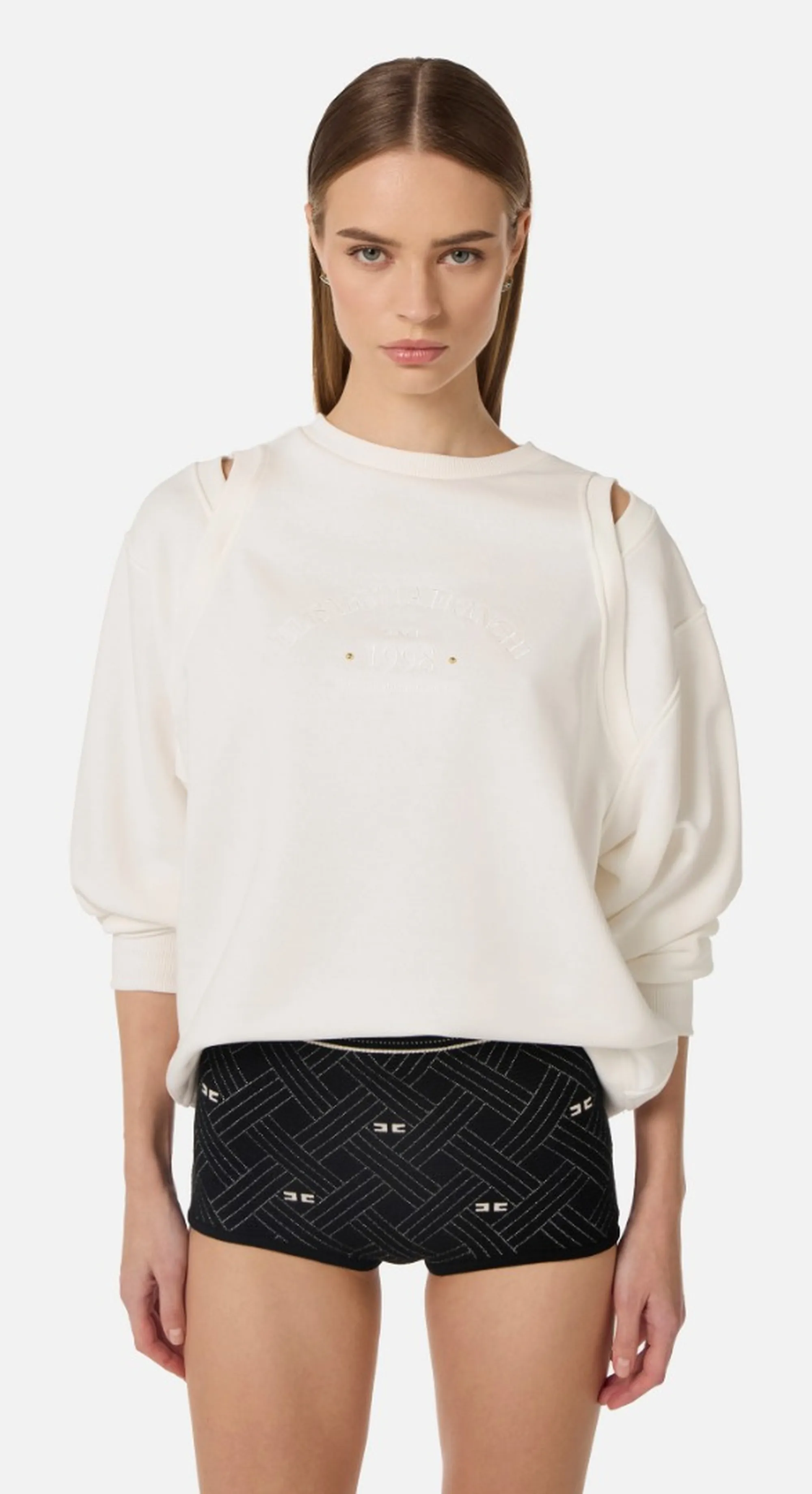 Elisabetta Franchi B'Felpa In Jersey Con Cut Out' Ivory Md01261E2 172286