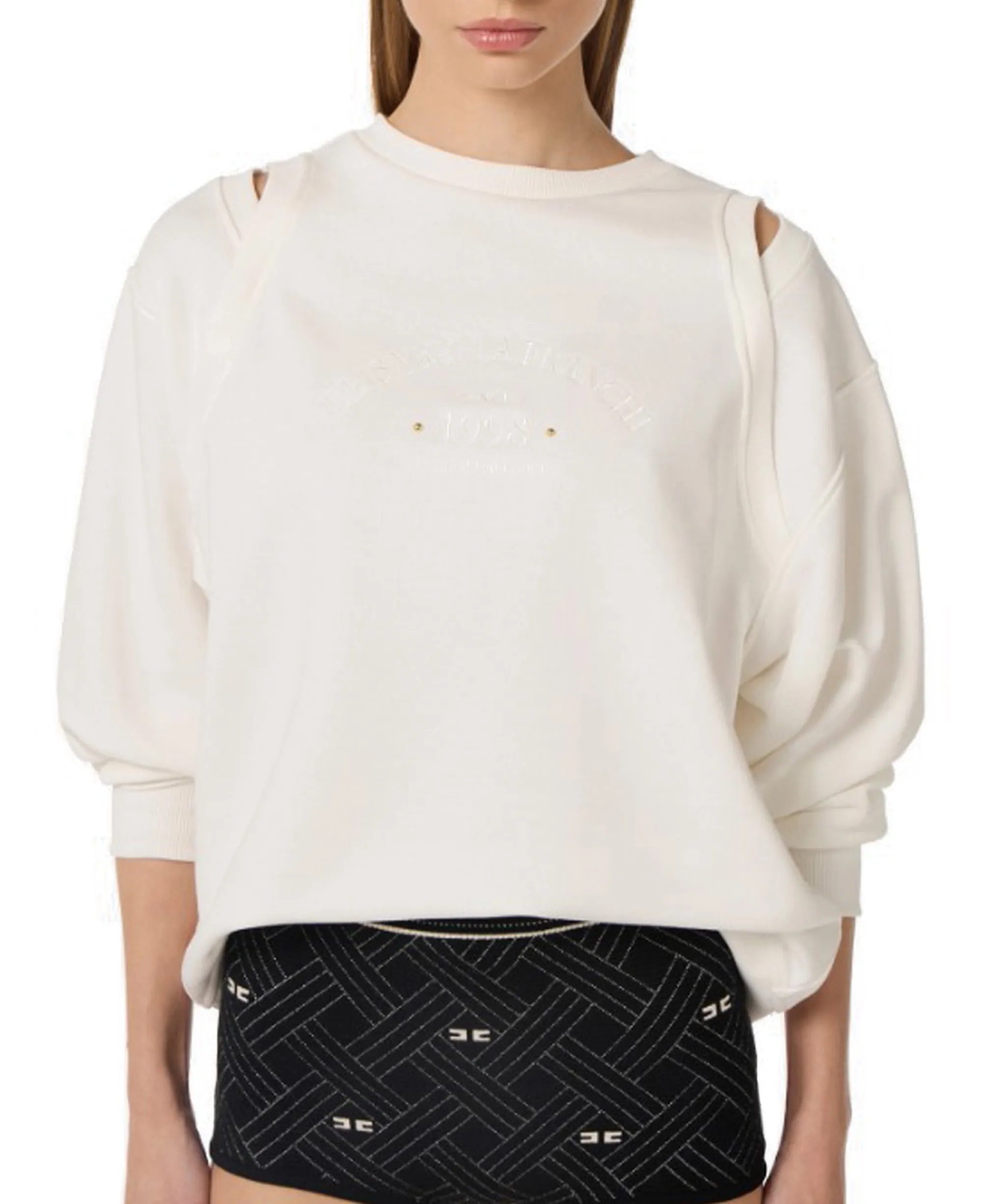 Elisabetta Franchi B'Felpa In Jersey Con Cut Out' Ivory Md01261E2 178106