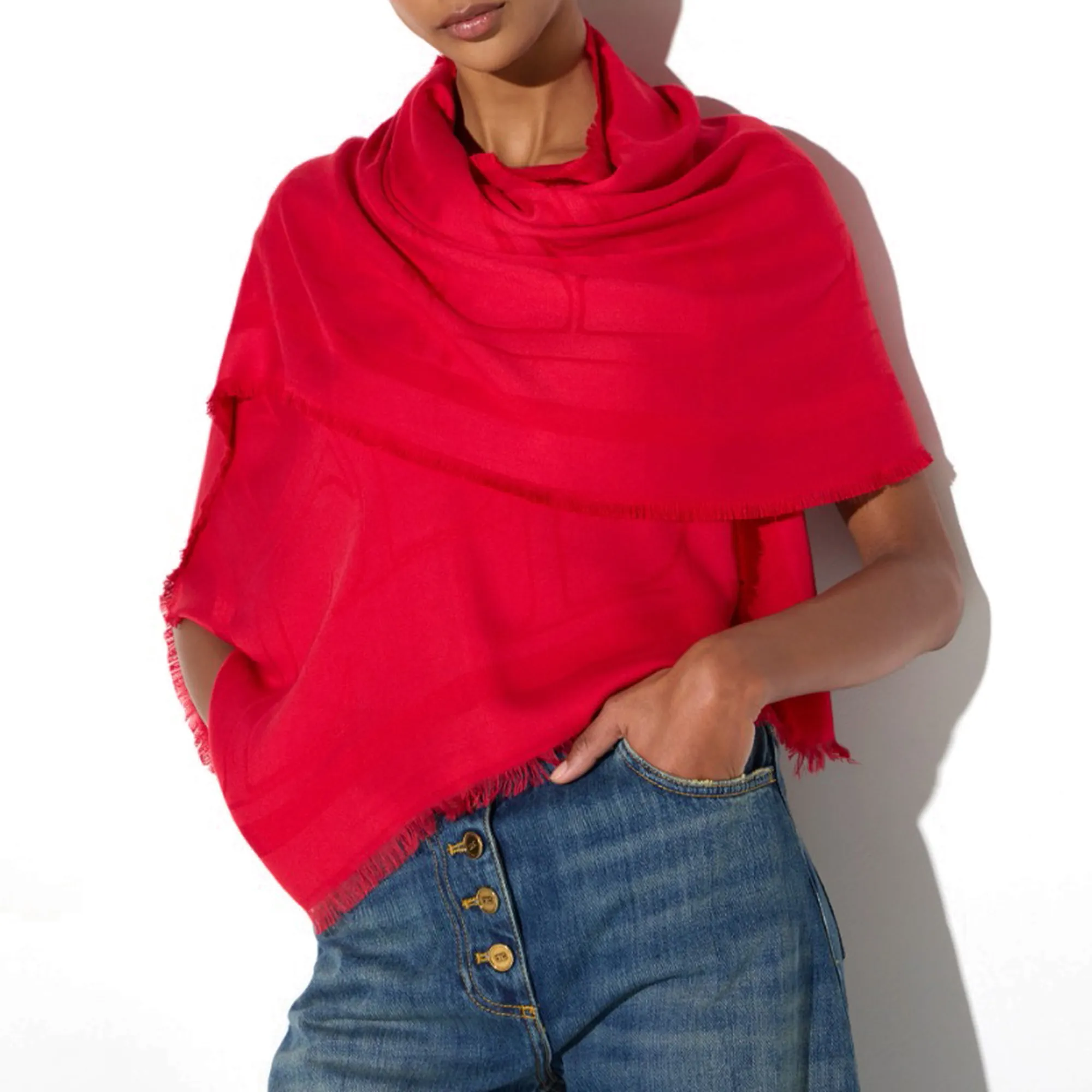 Elisabetta Franchi Foulard In Viscosa E Modal Rosso Sc03F66E2 184805