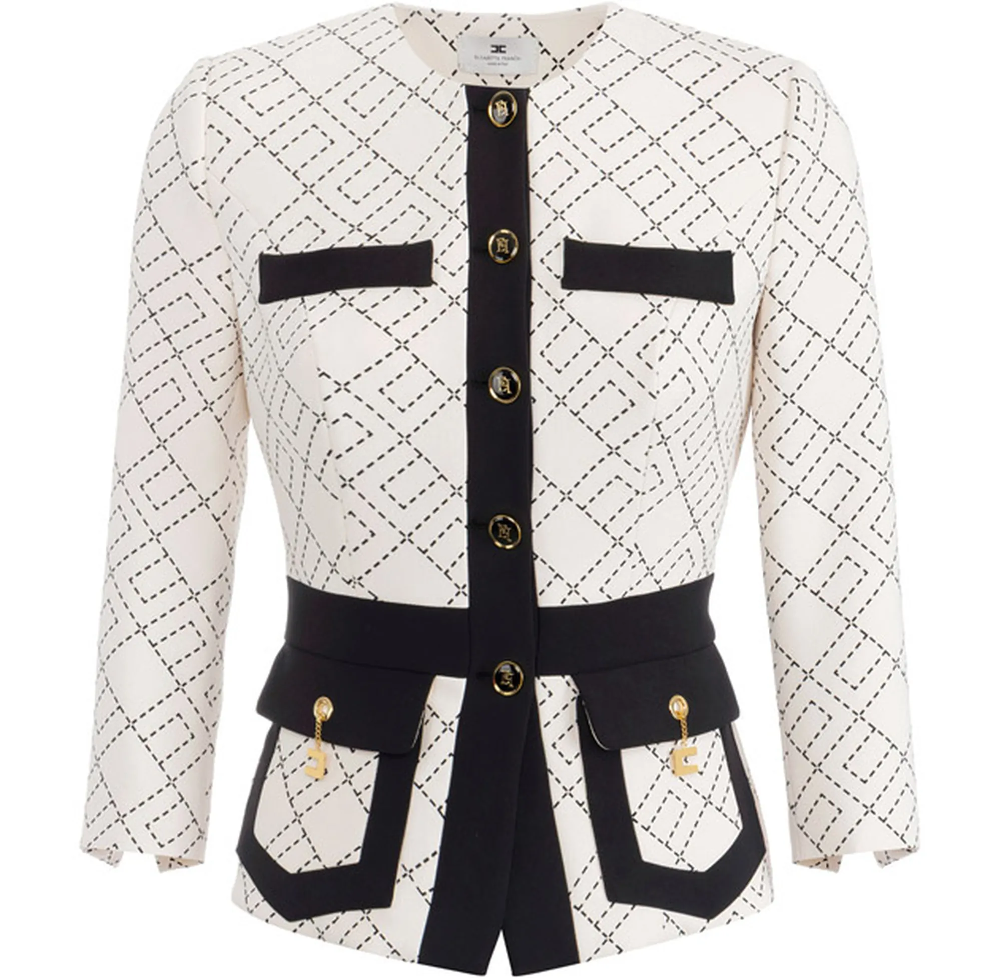 Elisabetta Franchi Giacca Bi Color In Doppio Crepe Gis0156E2 153674