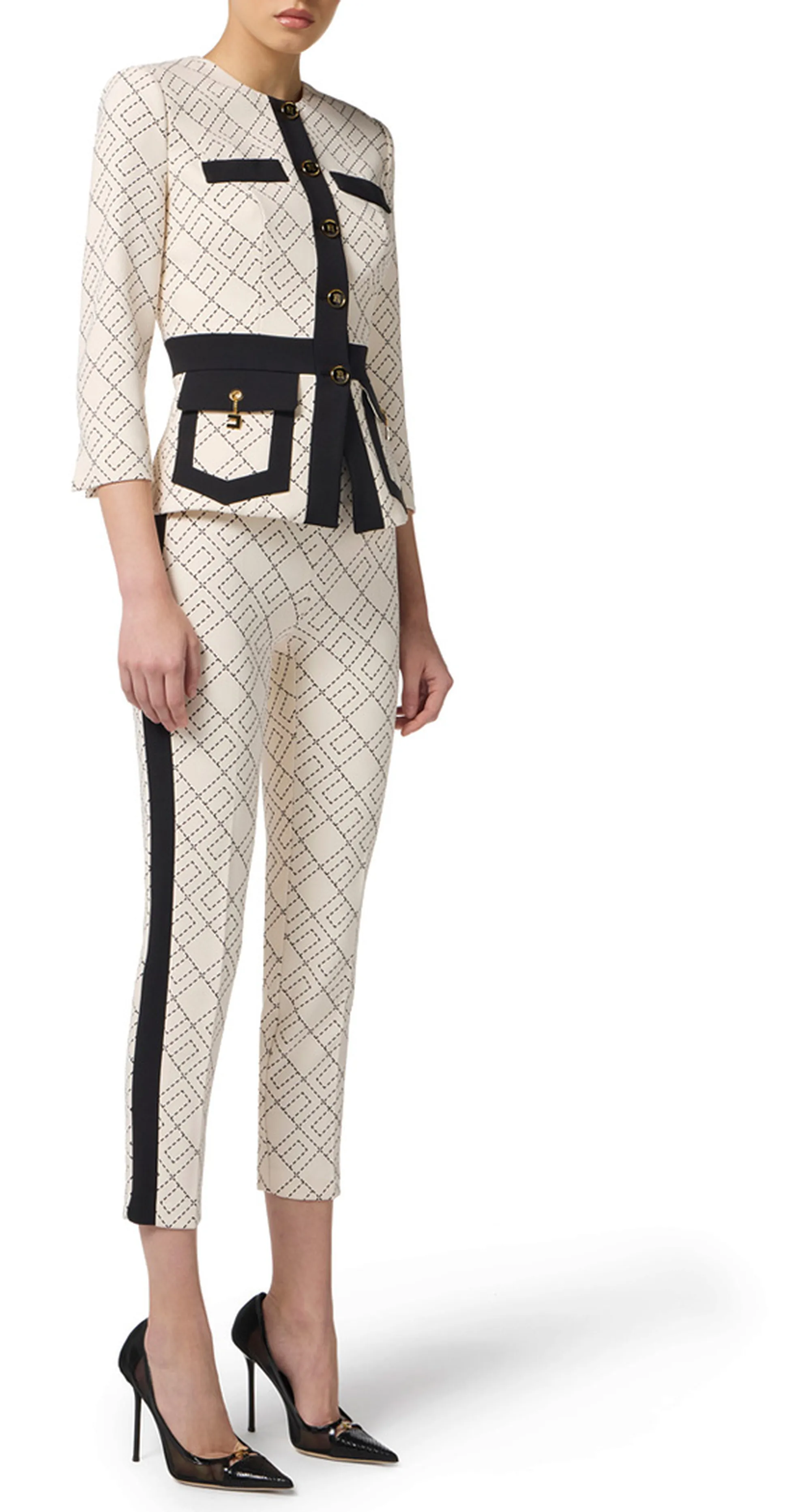Elisabetta Franchi Giacca Bi Color In Doppio Crepe Gis0156E2 153675