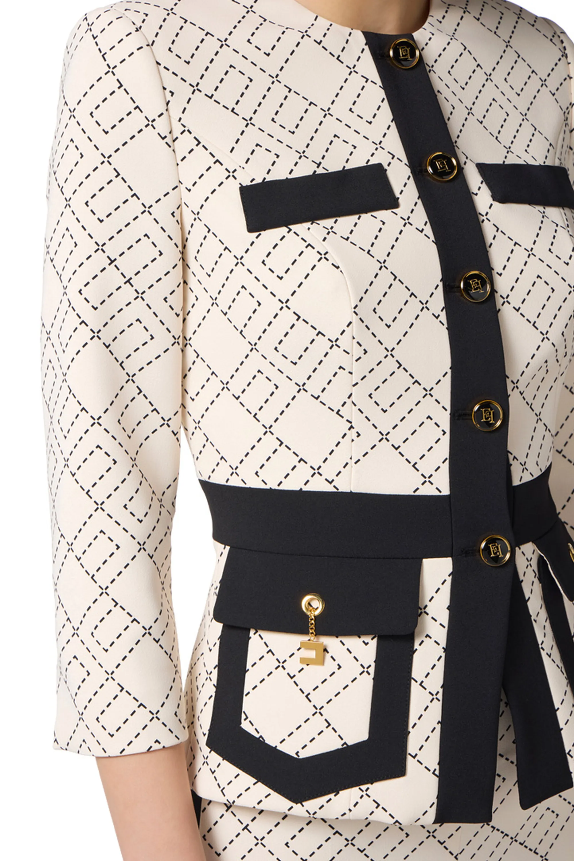 Elisabetta Franchi Giacca Bi Color In Doppio Crepe Gis0156E2 153677