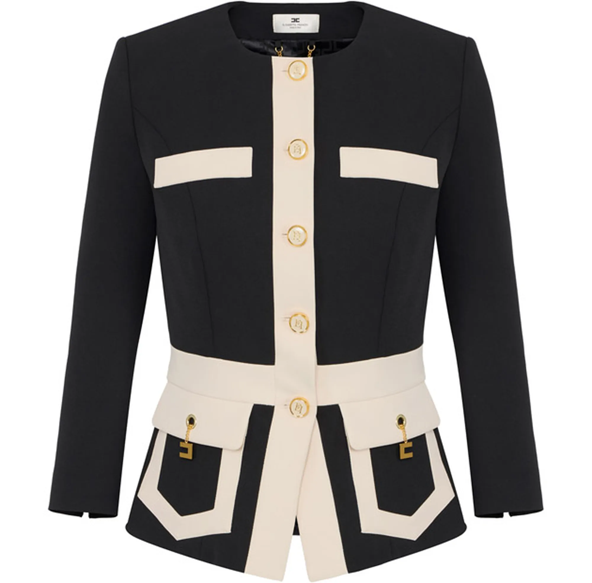 Elisabetta Franchi Giacca Color Bloch In Doppio Crepe Git0156E2 153670