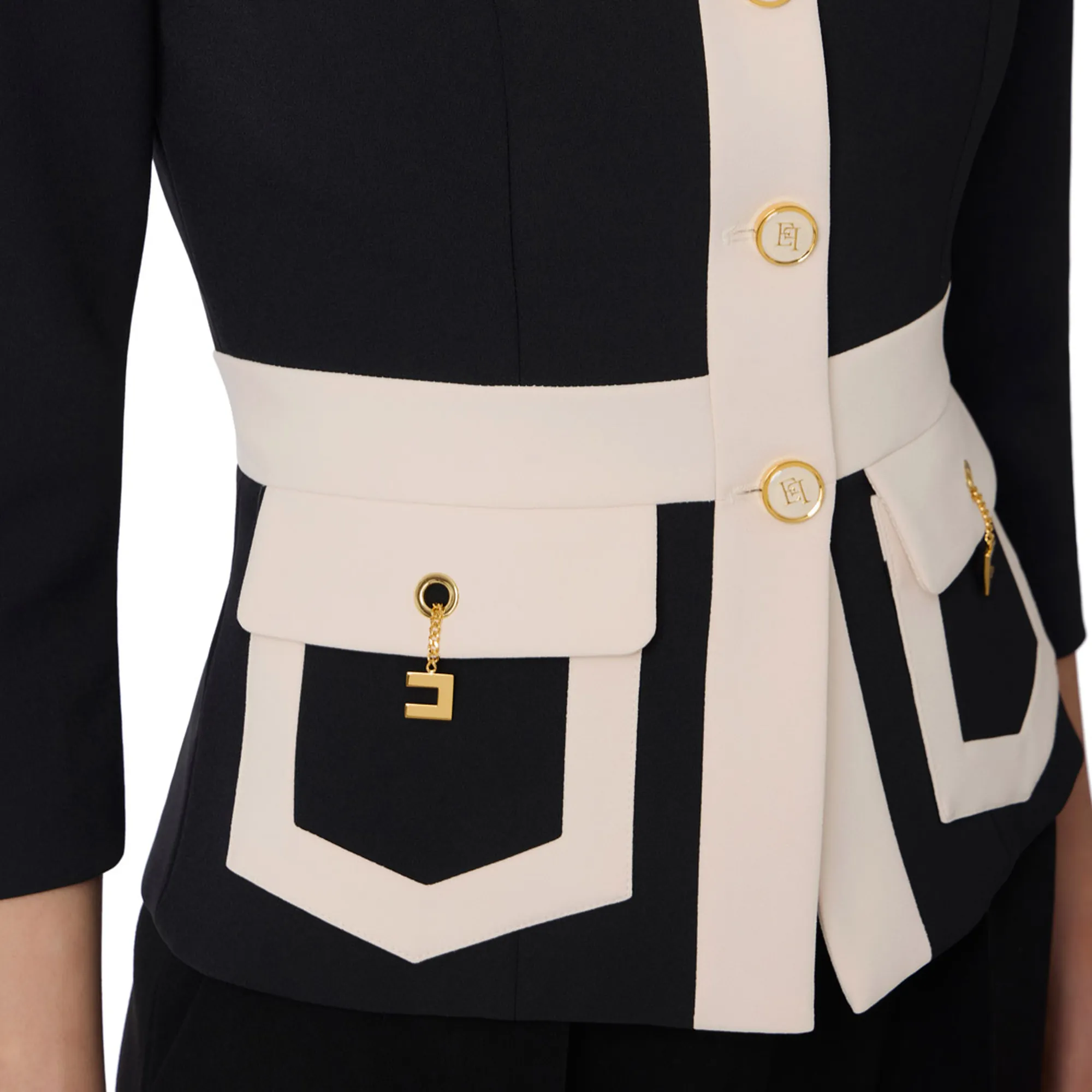 Elisabetta Franchi Giacca Color Bloch In Doppio Crepe Git0156E2 153673