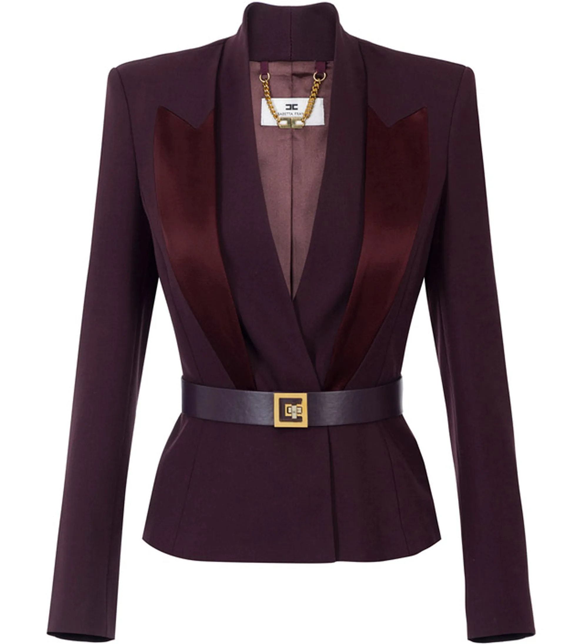 Elisabetta Franchi Giacca In Crepe Con Rever In Raso Gi17656E2 153679