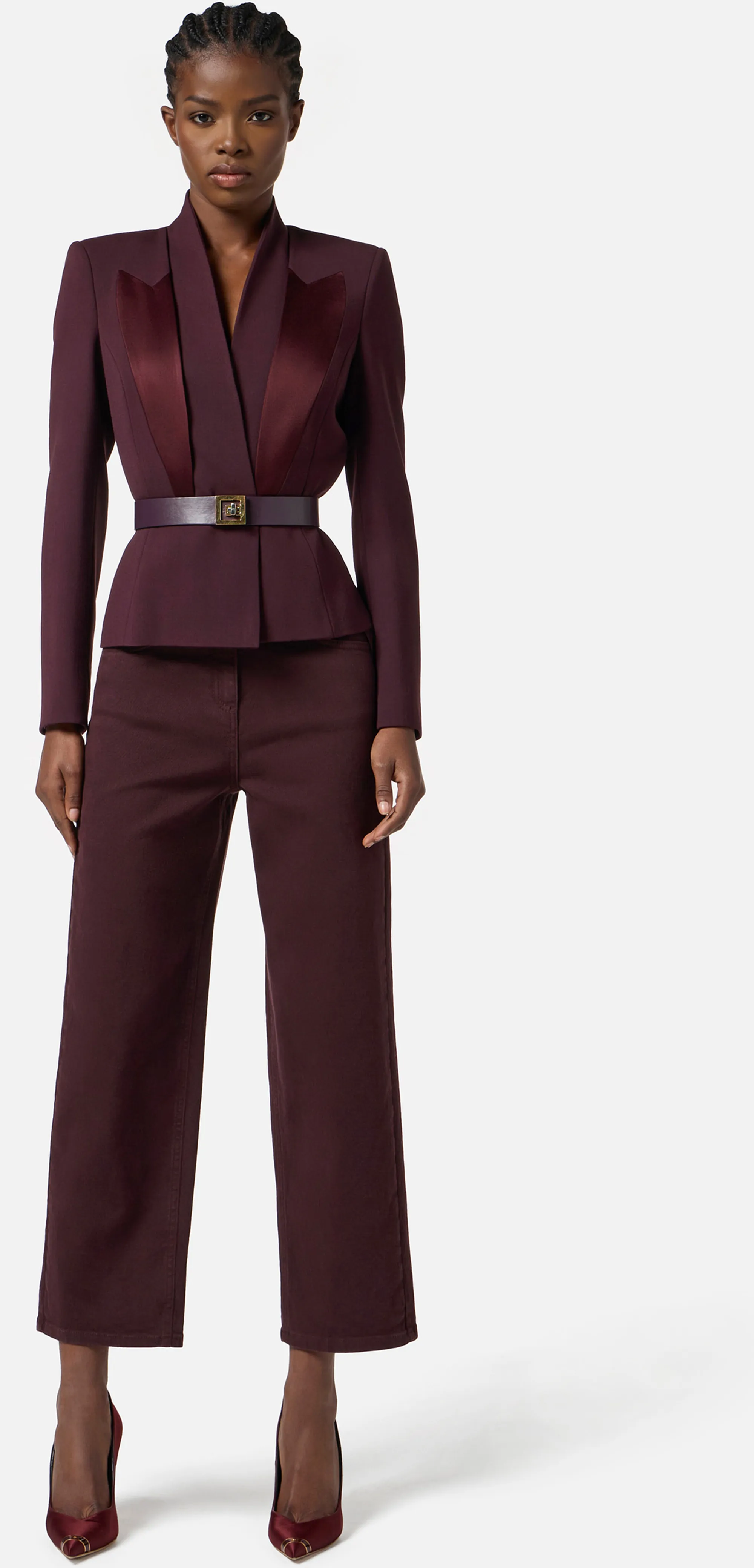 Elisabetta Franchi B'Crepe Jacket With Satin Lapel' Merlot Gi17656E2 152991