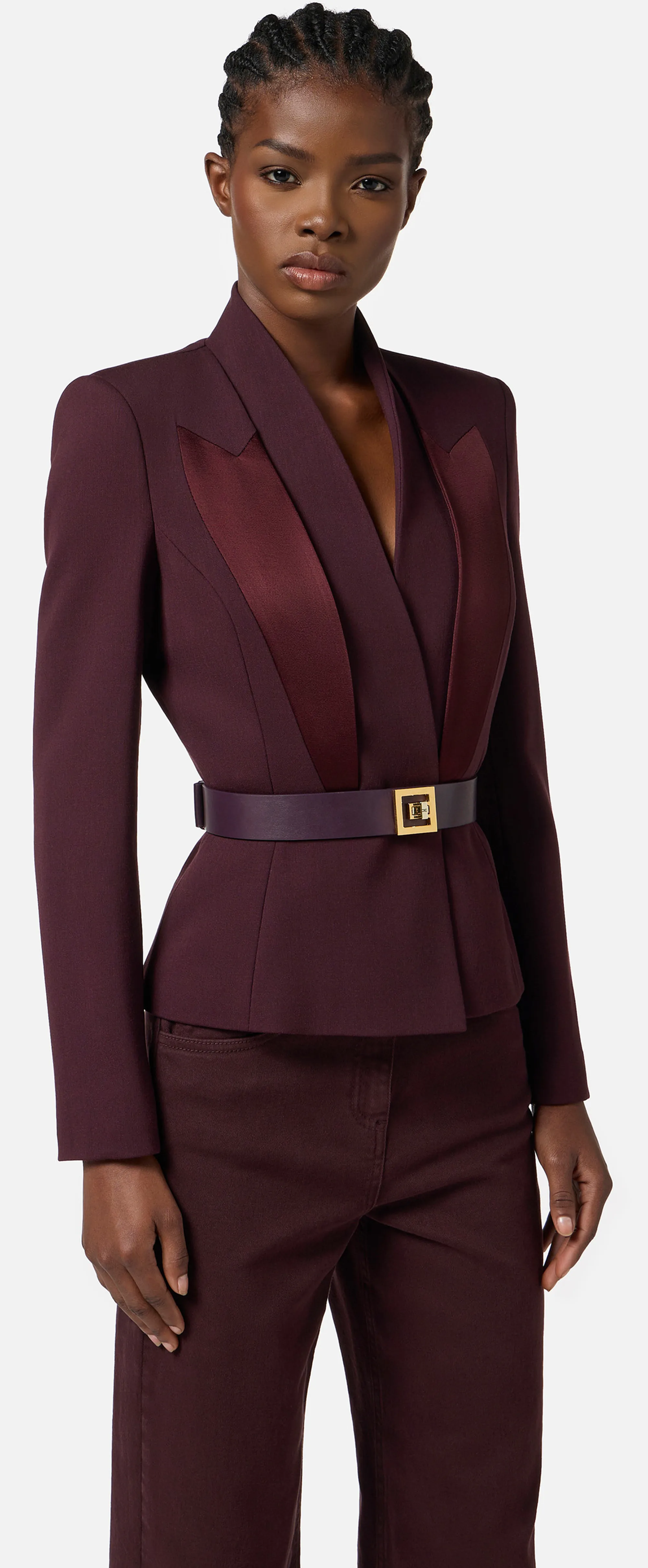 Elisabetta Franchi B'Crepe Jacket With Satin Lapel' Merlot Gi17656E2 152992