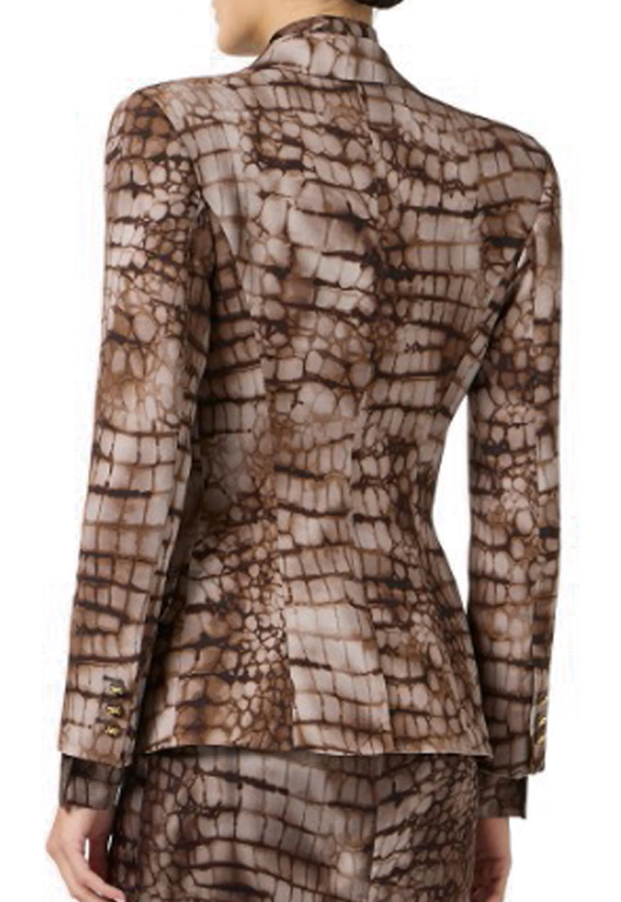 Elisabetta Franchi Giacca In Crepe Con Stampa Alligatore Cacao Gi20761E2 178316