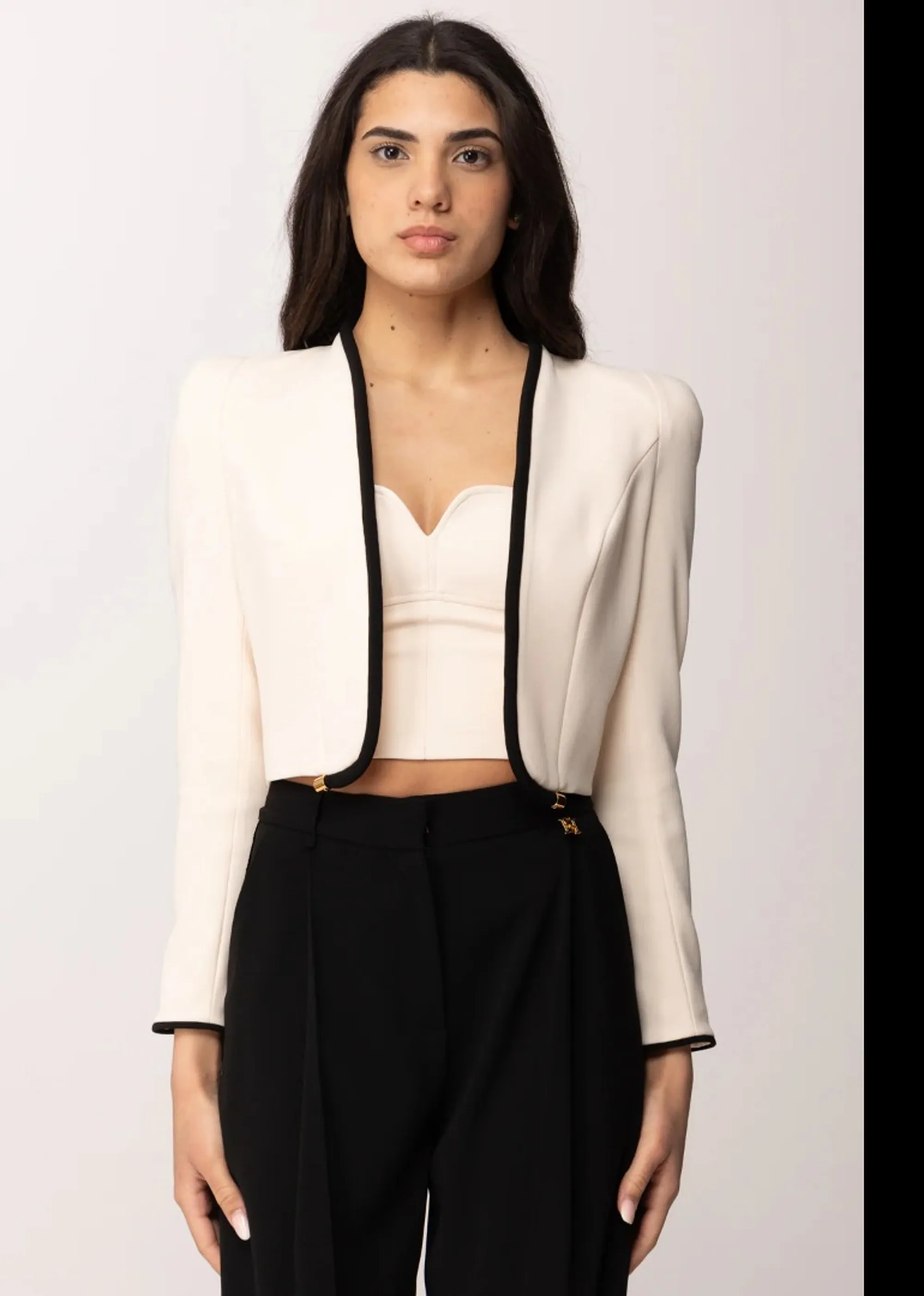 Elisabetta Franchi B'Lightweight Crepe Jacket With 3D Piping' Butter Gi21461E2 172085
