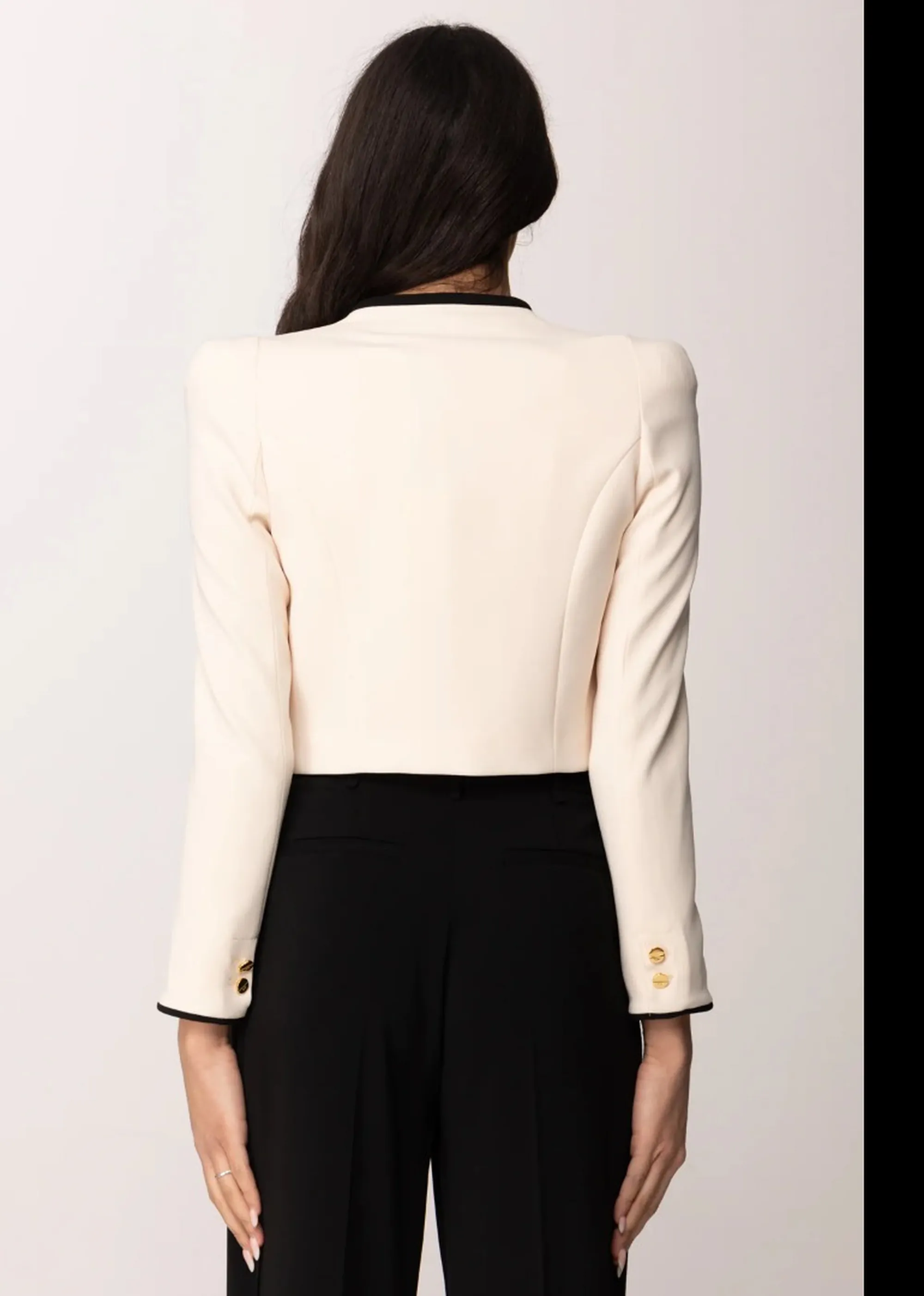 Elisabetta Franchi B'Lightweight Crepe Jacket With 3D Piping' Butter Gi21461E2 172087