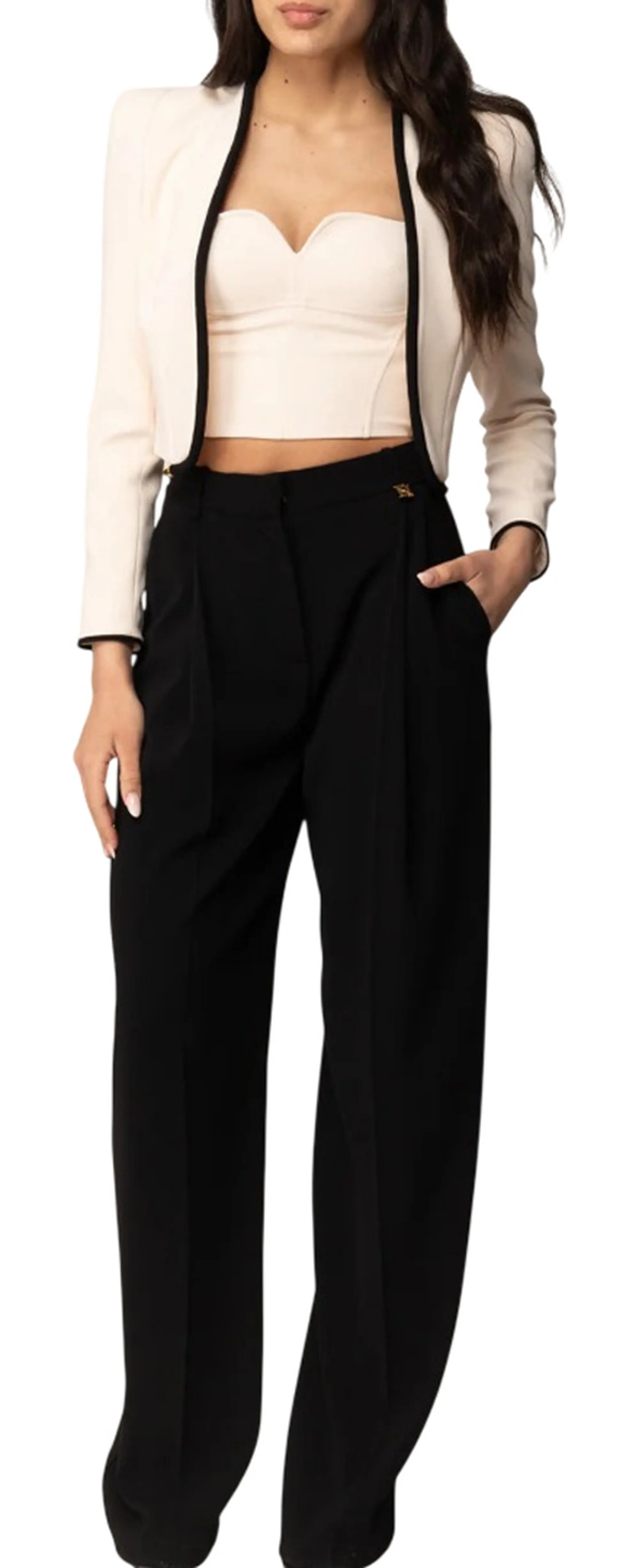 Elisabetta Franchi B'Lightweight Crepe Jacket With 3D Piping' Butter Gi21461E2 178244