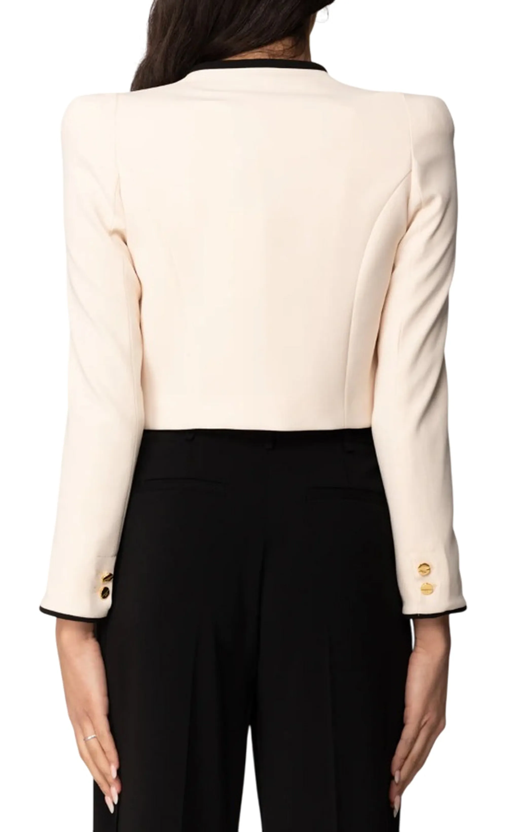 Elisabetta Franchi B'Lightweight Crepe Jacket With 3D Piping' Butter Gi21461E2 178245