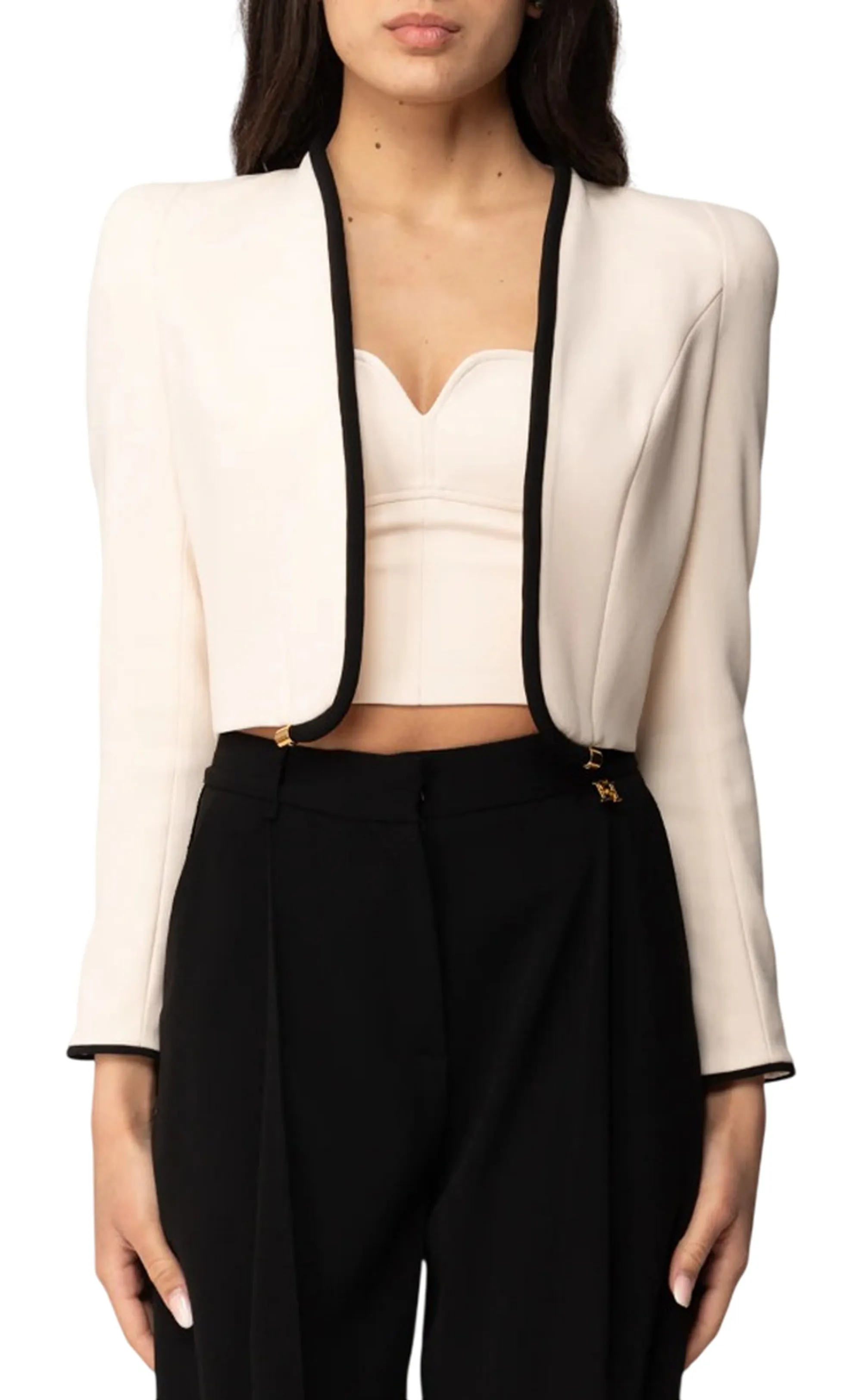 Elisabetta Franchi B'Lightweight Crepe Jacket With 3D Piping' Butter Gi21461E2 178246