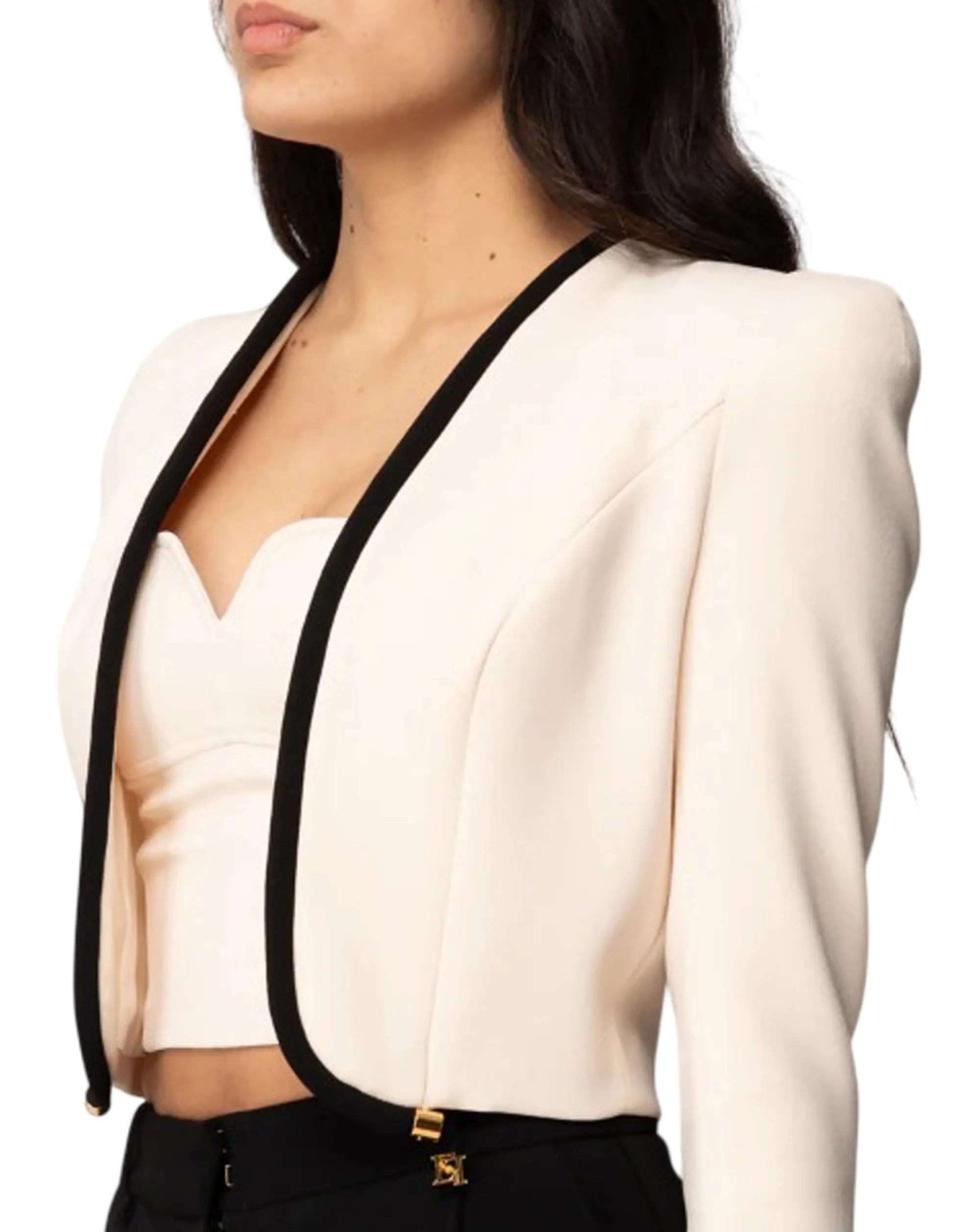 Elisabetta Franchi B'Lightweight Crepe Jacket With 3D Piping' Butter Gi21461E2 178247